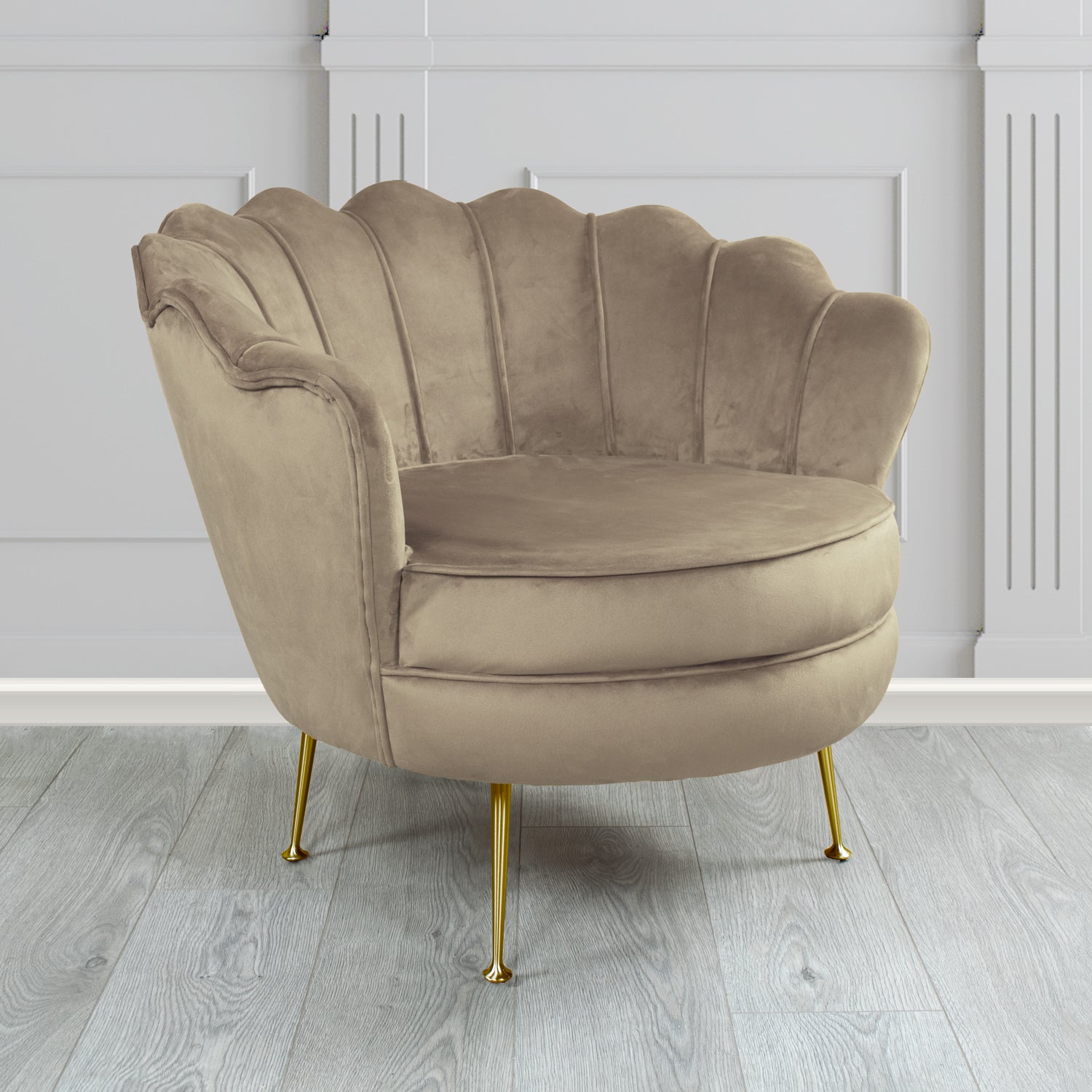 Olivia Shell Tub Chair in Sapore Plain Velvet Fabric