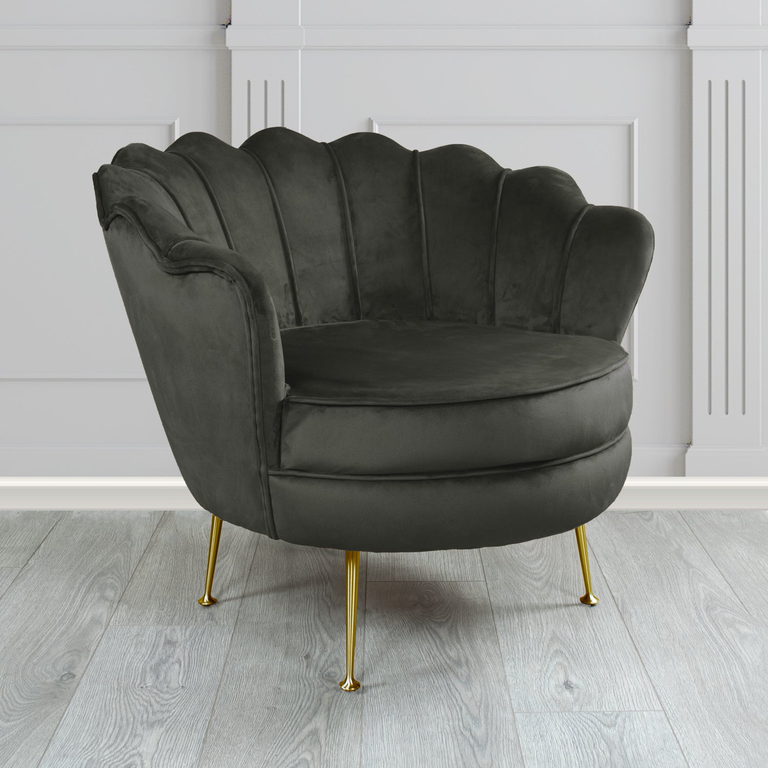 Olivia Shell Tub Chair in Sapore Plain Velvet Fabric