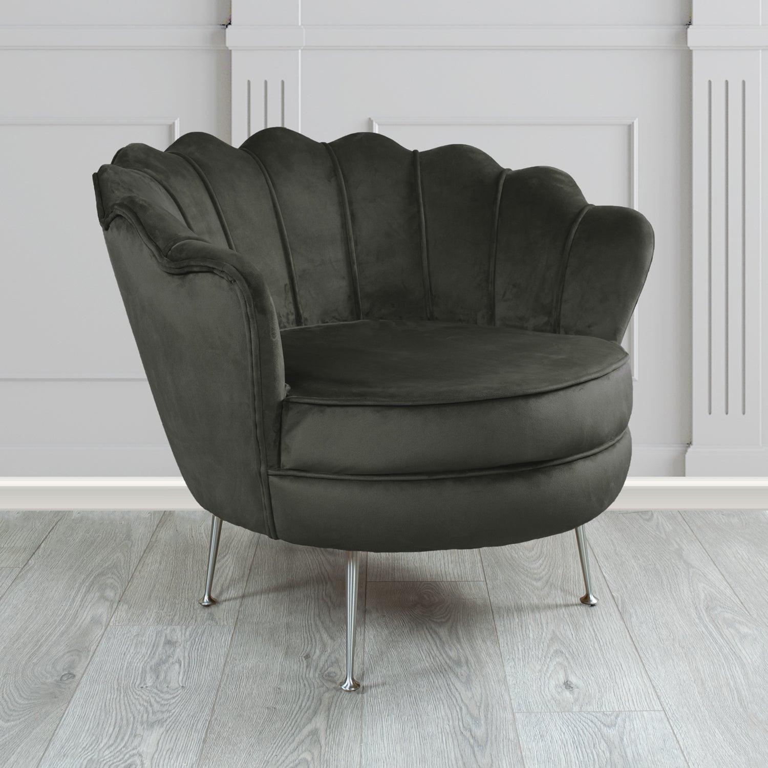 Olivia Shell Tub Chair in Sapore Plain Velvet Fabric