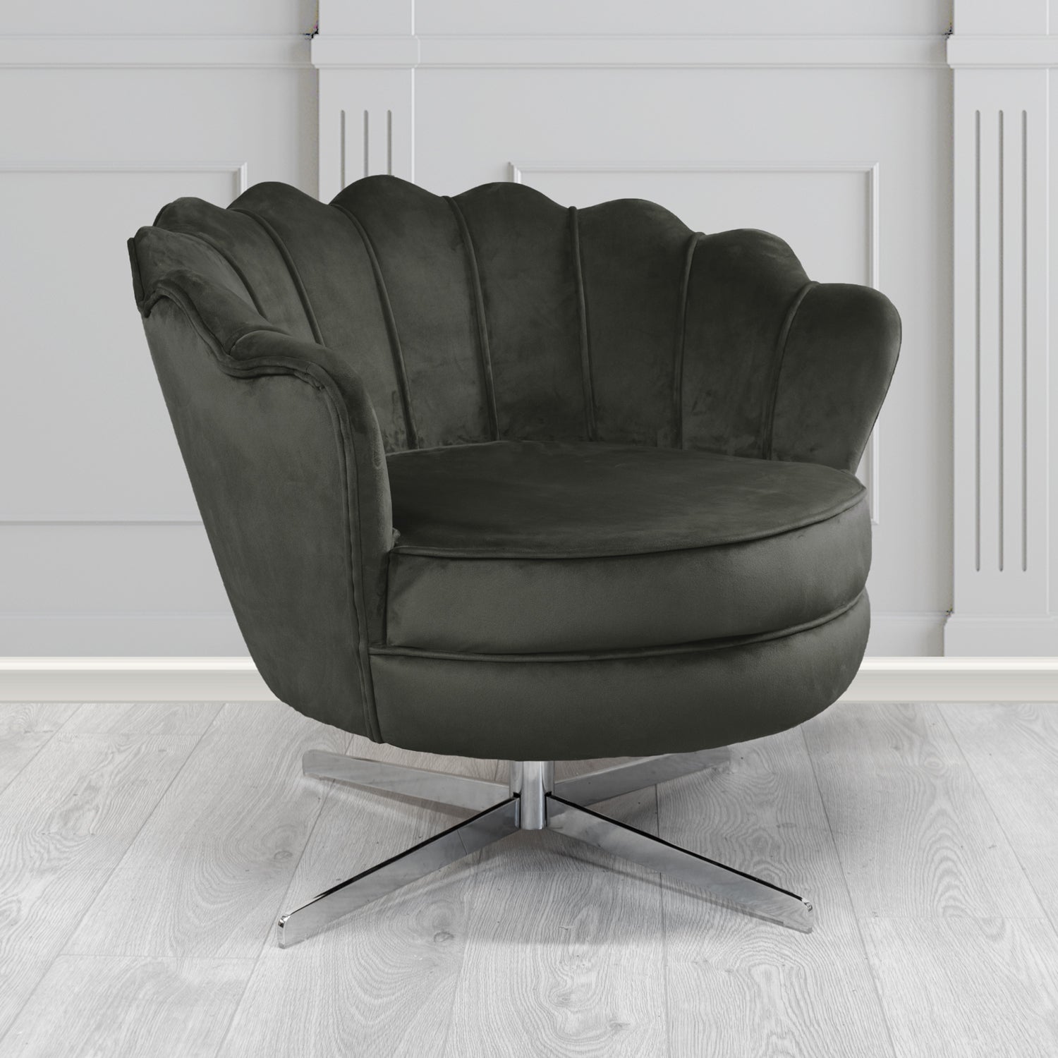 Olivia Swivel Shell Tub Chair in Sapore Crib 5 Velvet Fabric