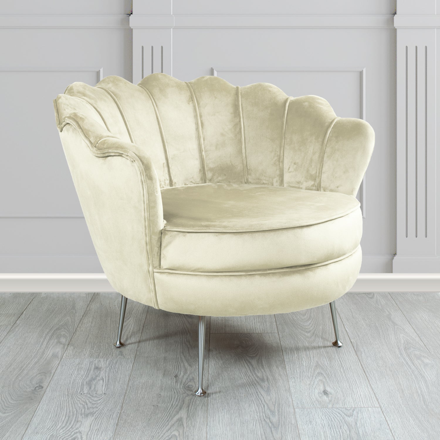 Olivia Shell Tub Chair in Sapore Plain Velvet Fabric