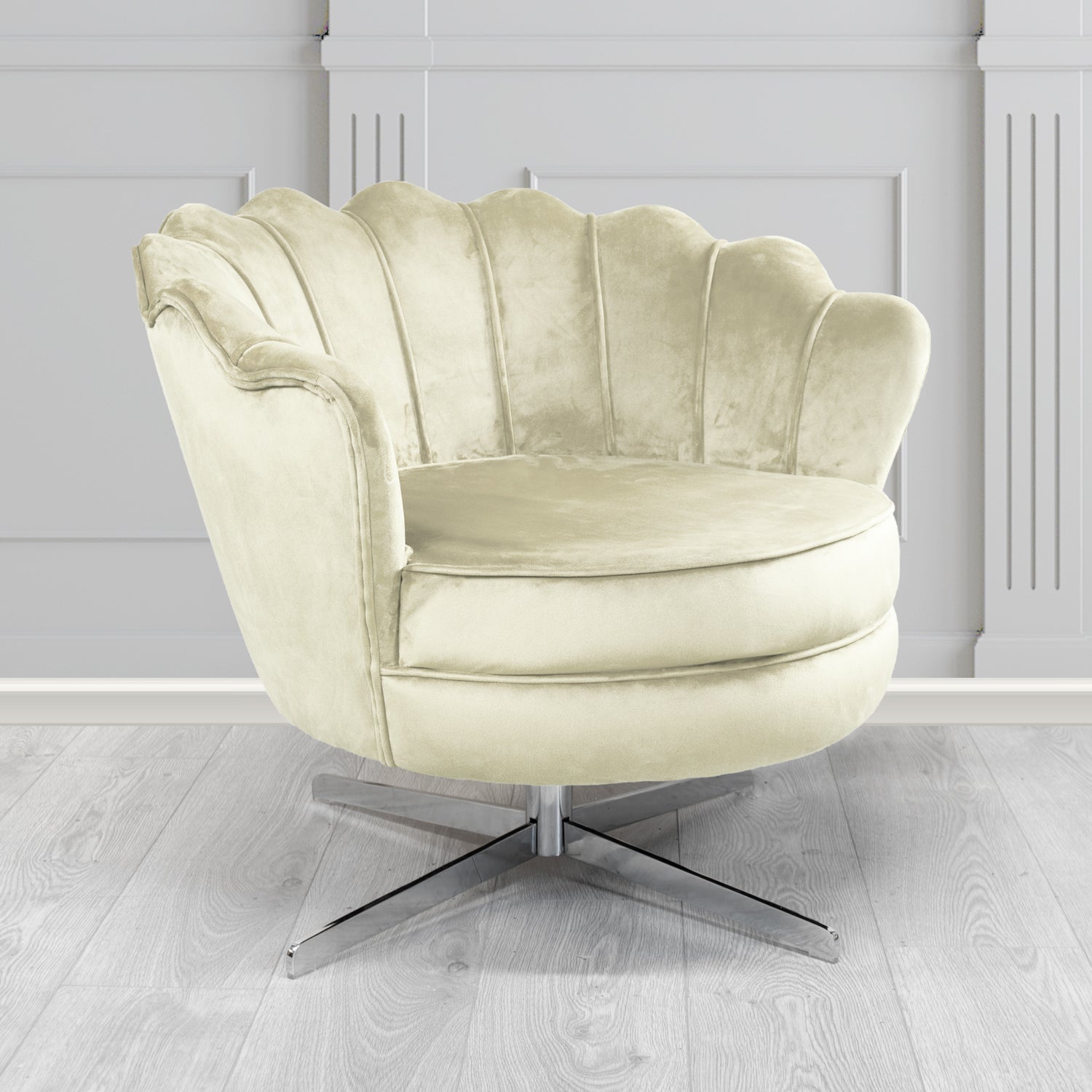 Olivia Swivel Shell Tub Chair in Sapore Crib 5 Velvet Fabric