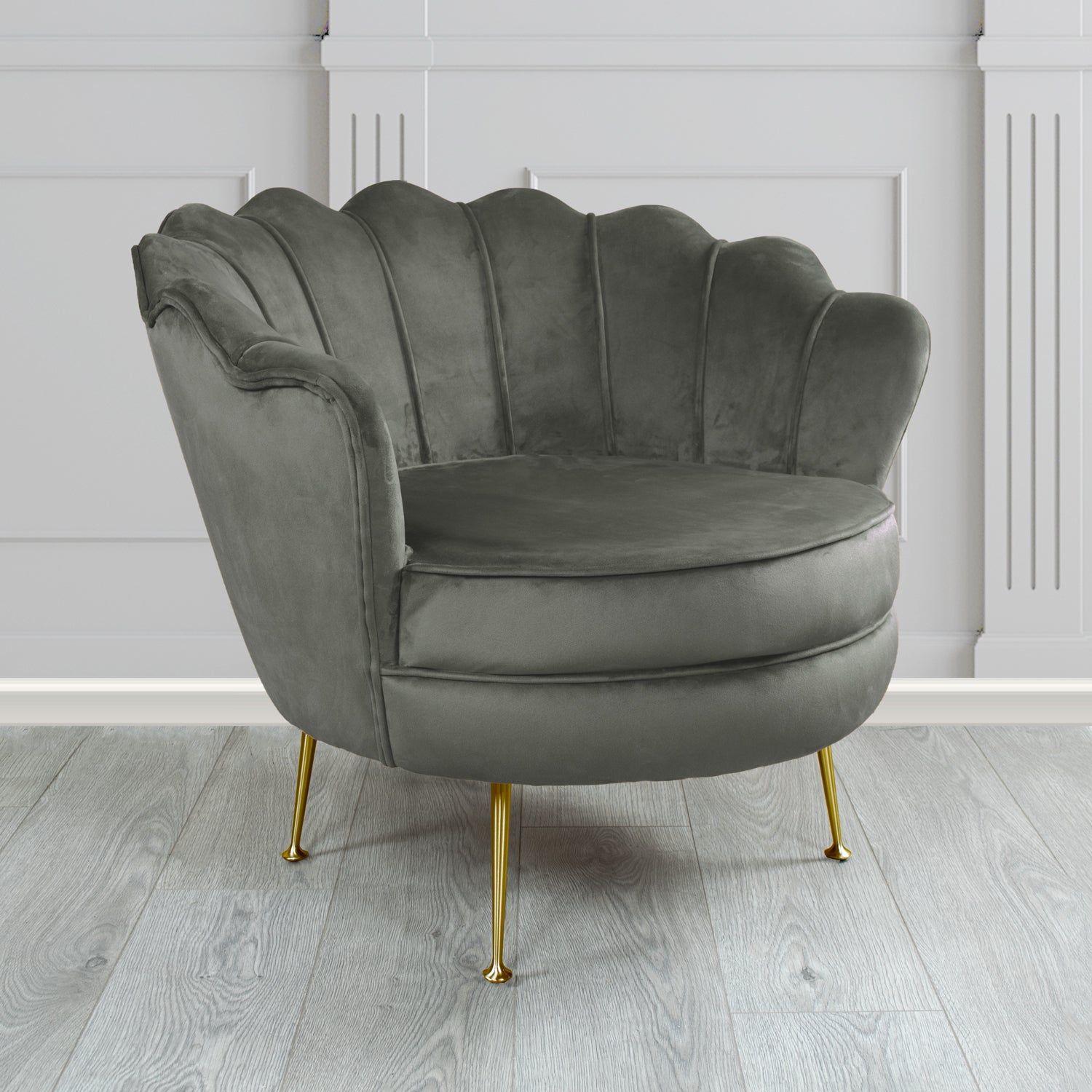 Olivia Shell Tub Chair in Sapore Plain Velvet Fabric