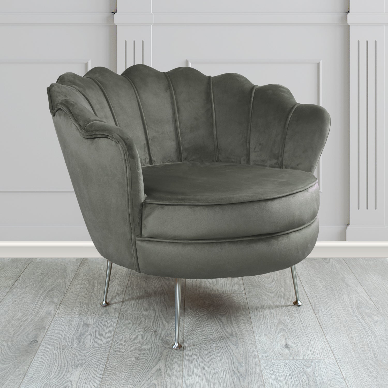 Olivia Shell Tub Chair in Sapore Plain Velvet Fabric