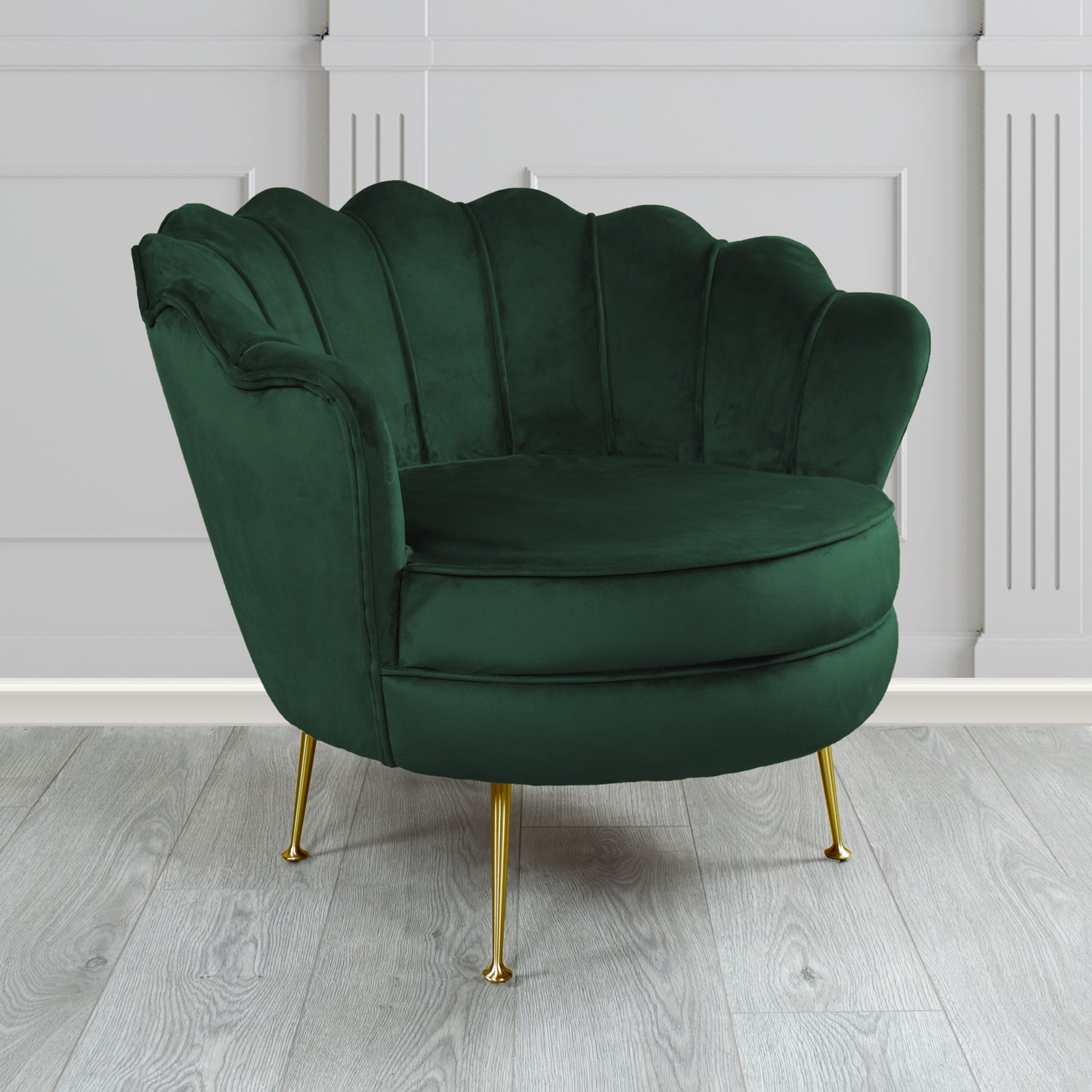 Olivia Shell Tub Chair in Sapore Plain Velvet Fabric