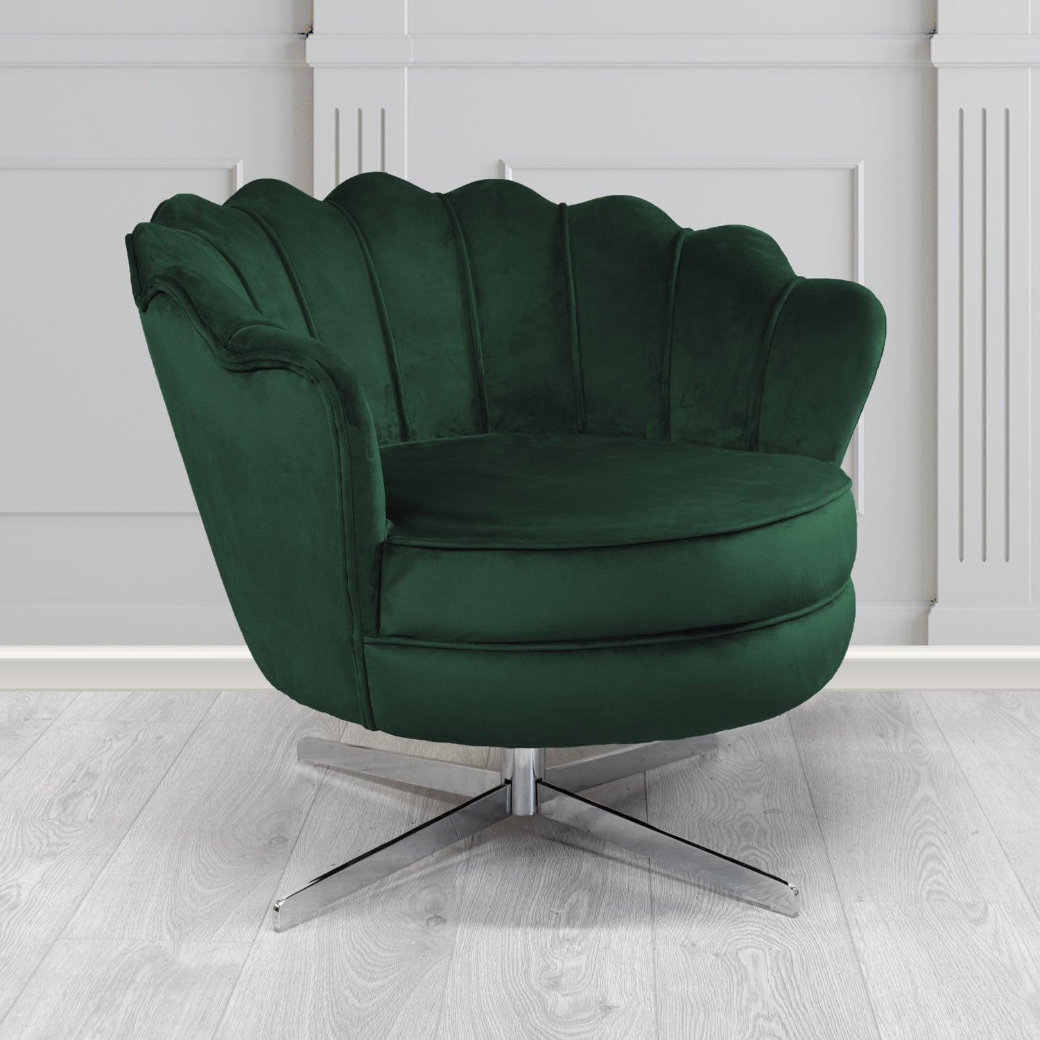 Olivia Swivel Shell Tub Chair in Sapore Crib 5 Velvet Fabric