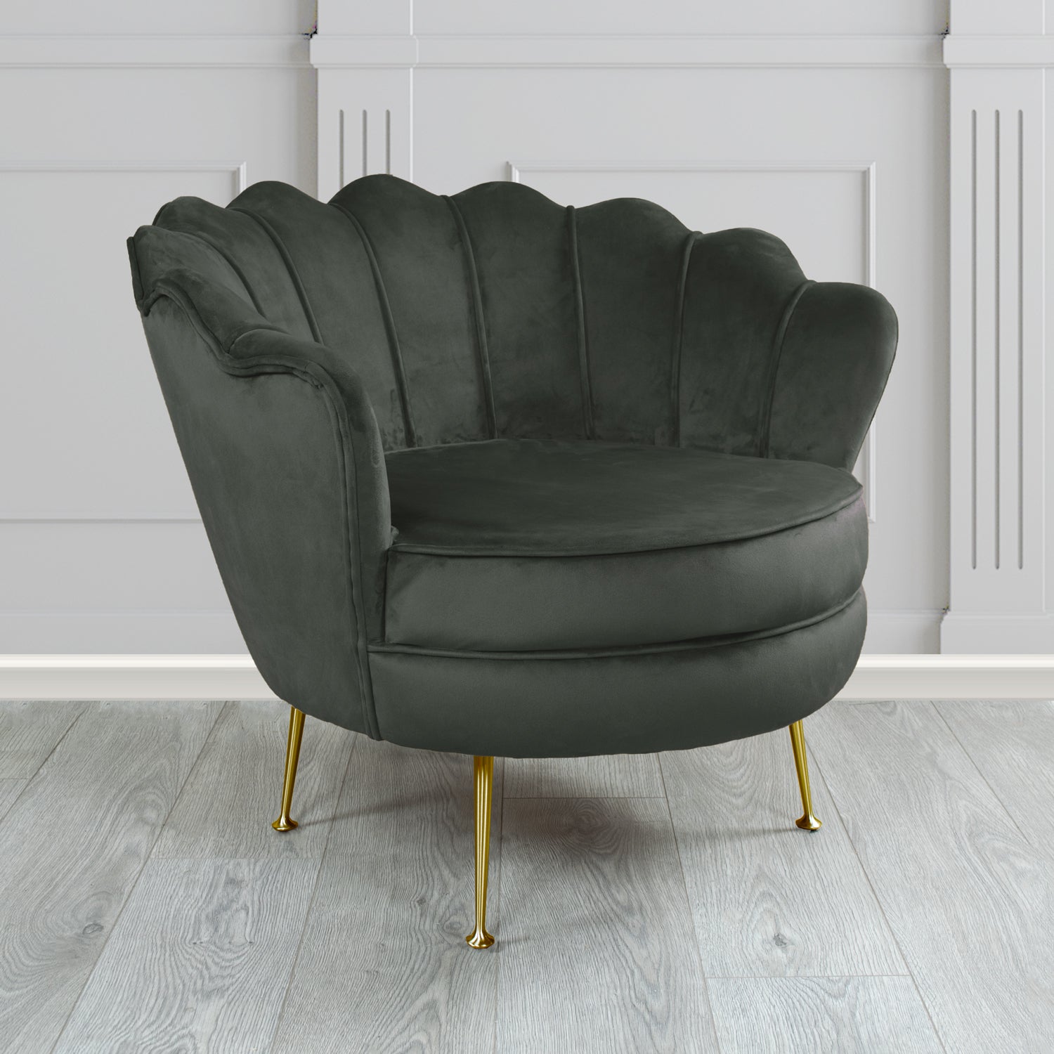 Olivia Shell Tub Chair in Sapore Plain Velvet Fabric