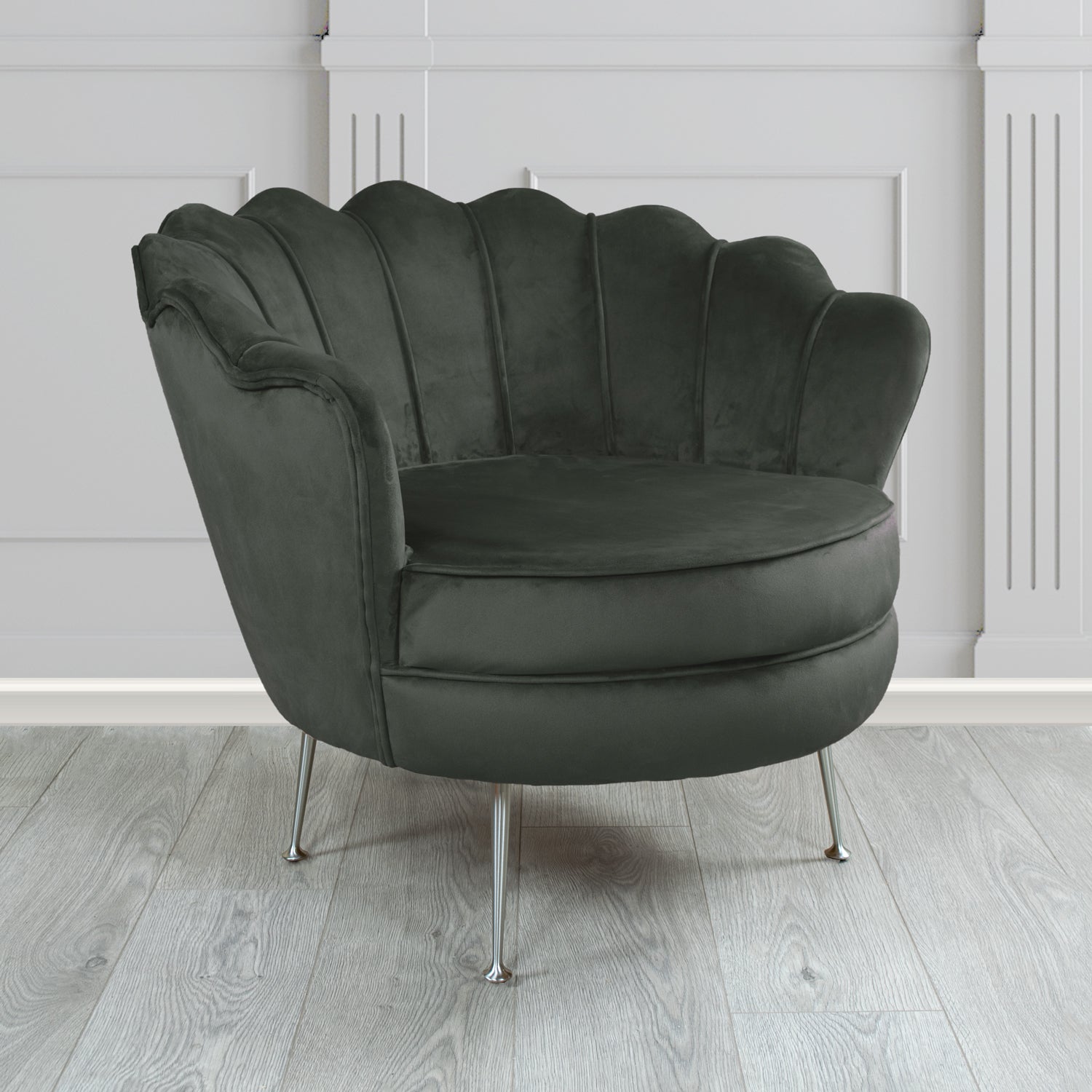 Olivia Shell Tub Chair in Sapore Plain Velvet Fabric