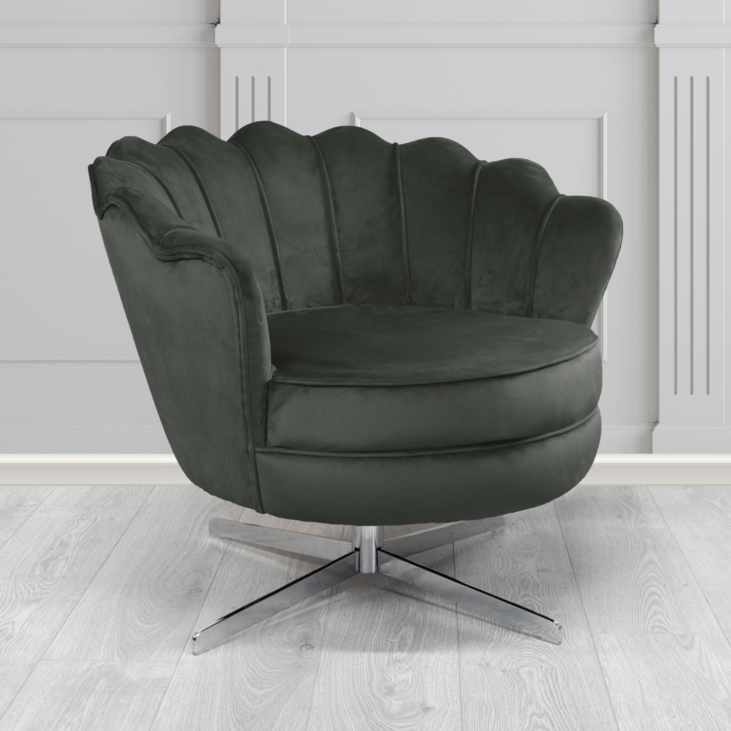 Olivia Swivel Shell Tub Chair in Sapore Crib 5 Velvet Fabric