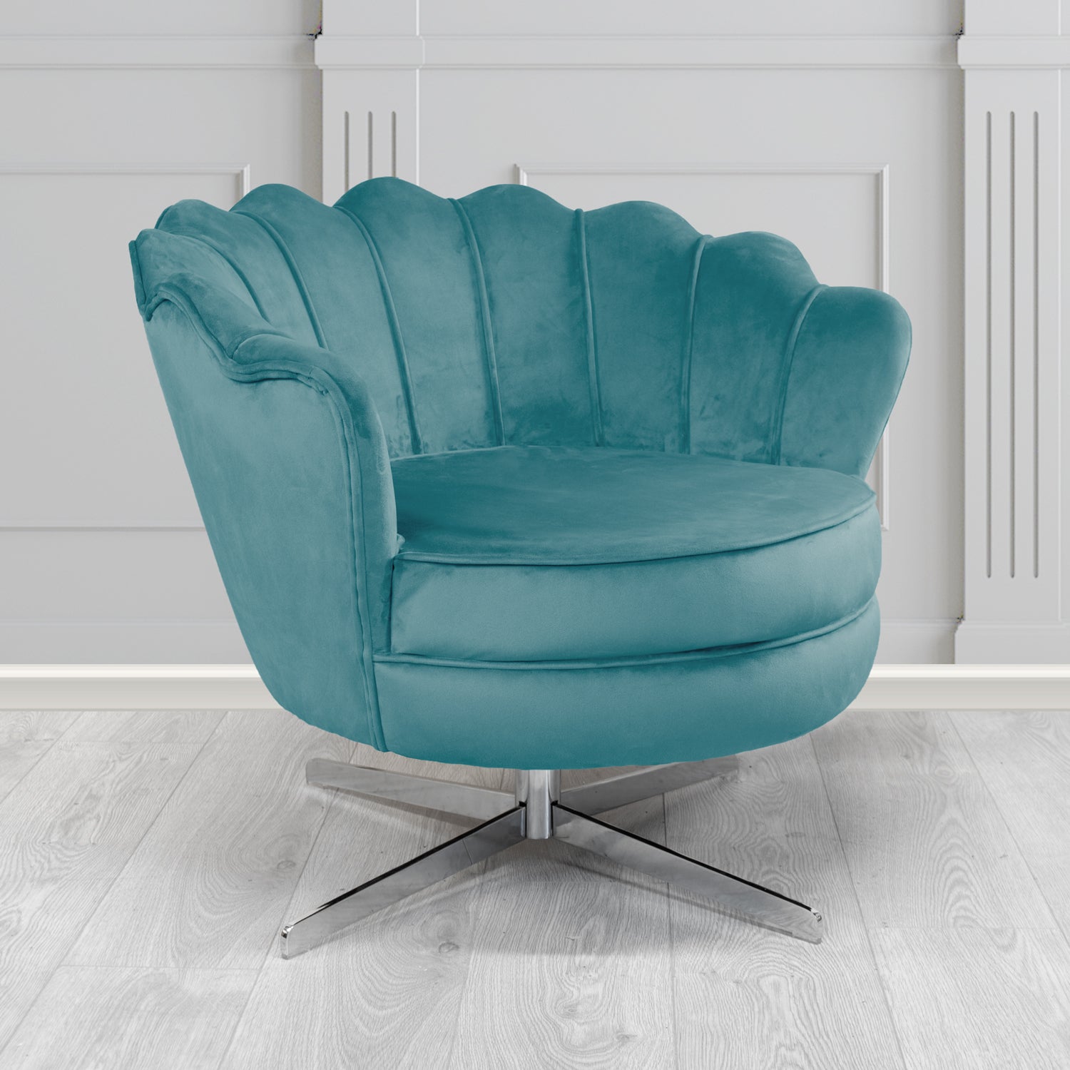 Olivia Swivel Shell Tub Chair in Sapore Crib 5 Velvet Fabric
