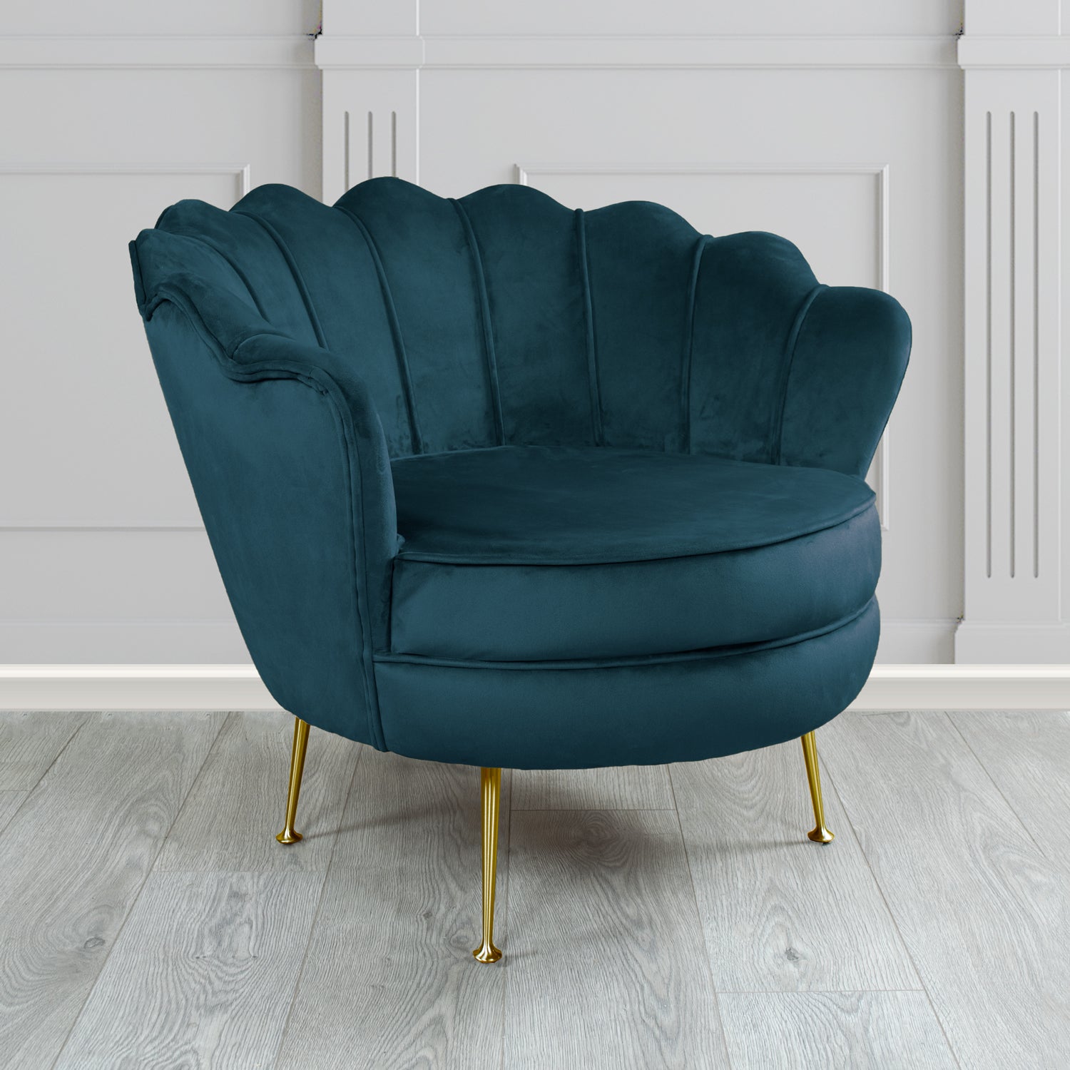 Olivia Shell Tub Chair in Sapore Plain Velvet Fabric