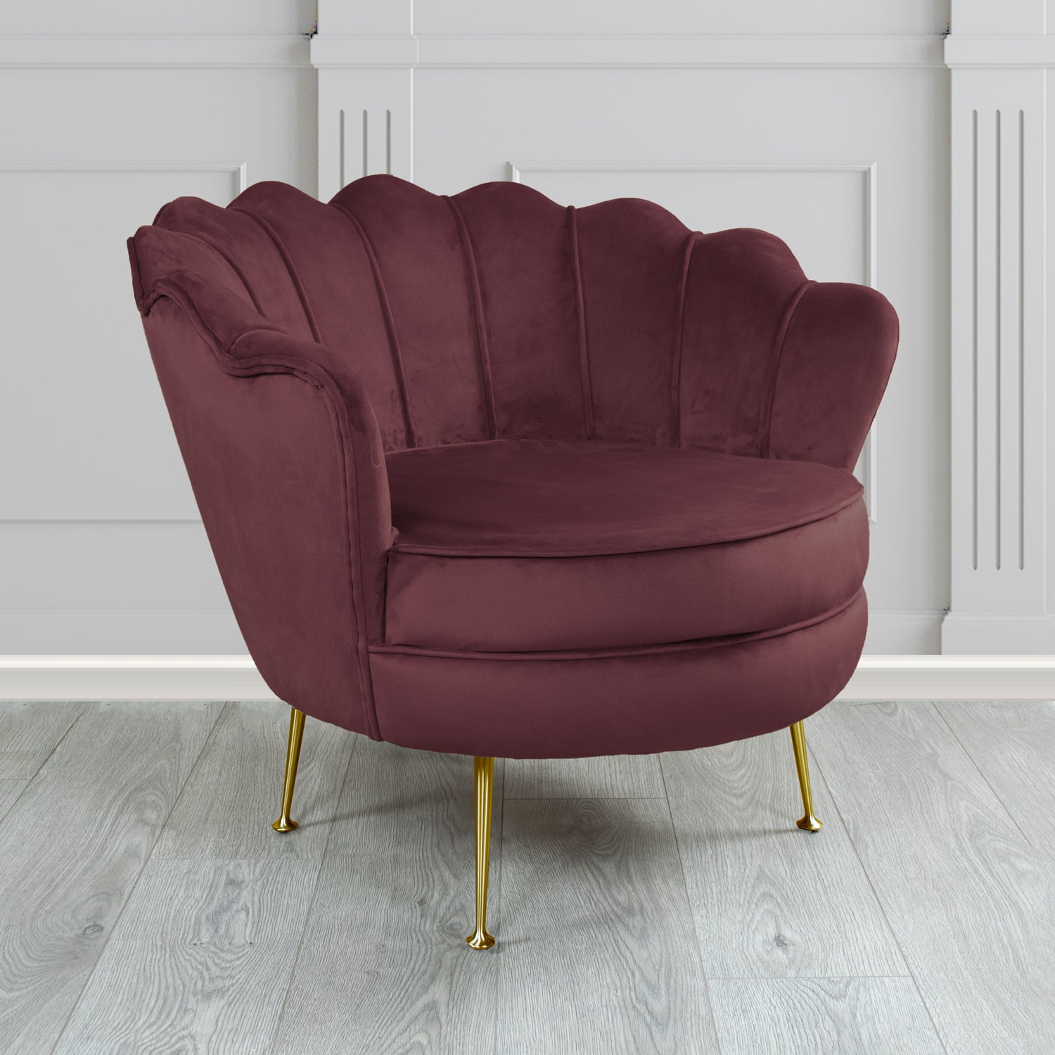 Olivia Shell Tub Chair in Sapore Plain Velvet Fabric
