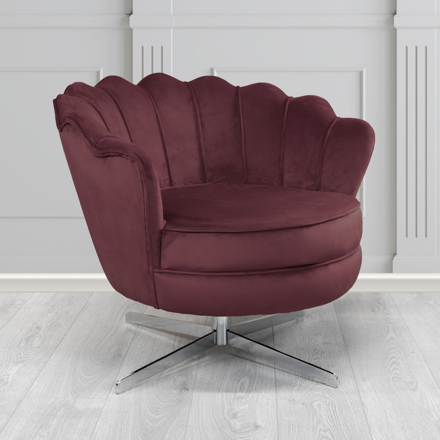 Olivia Swivel Shell Tub Chair in Sapore Crib 5 Velvet Fabric