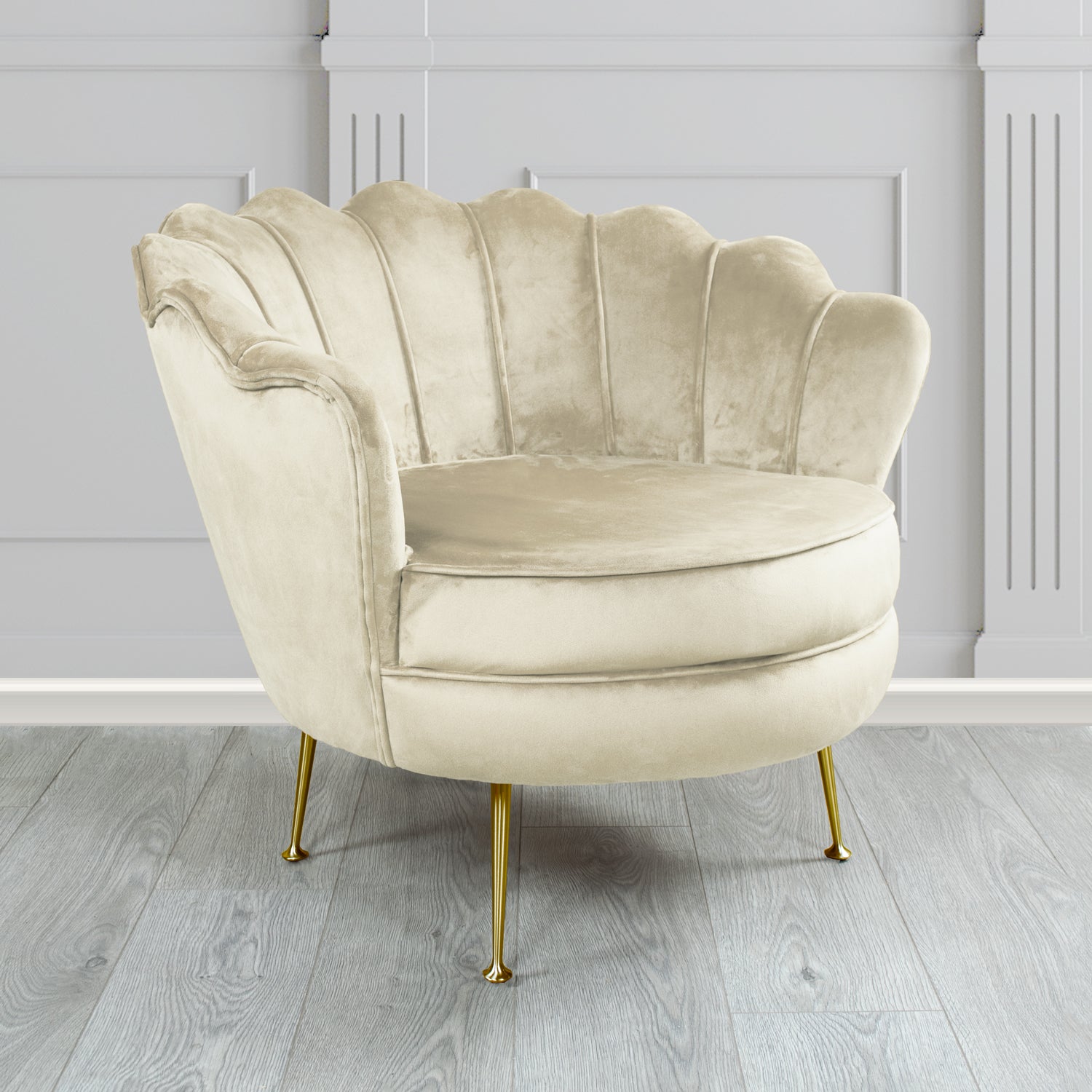 Olivia Shell Tub Chair in Sapore Plain Velvet Fabric