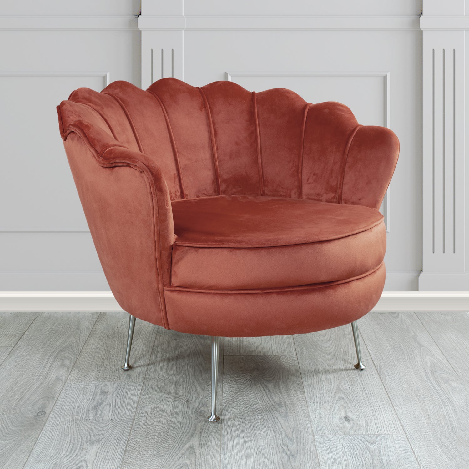 Olivia Shell Tub Chair in Sapore Plain Velvet Fabric