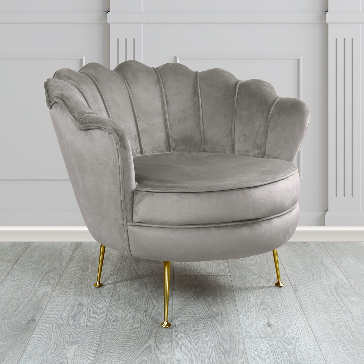 Olivia Shell Tub Chair in Sapore Plain Velvet Fabric