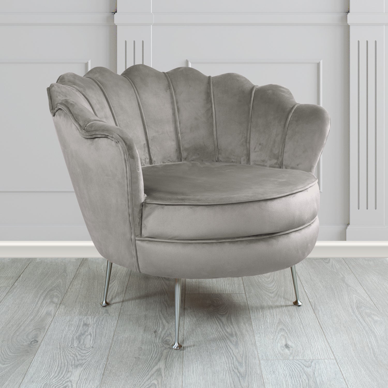 Olivia Shell Tub Chair in Sapore Plain Velvet Fabric