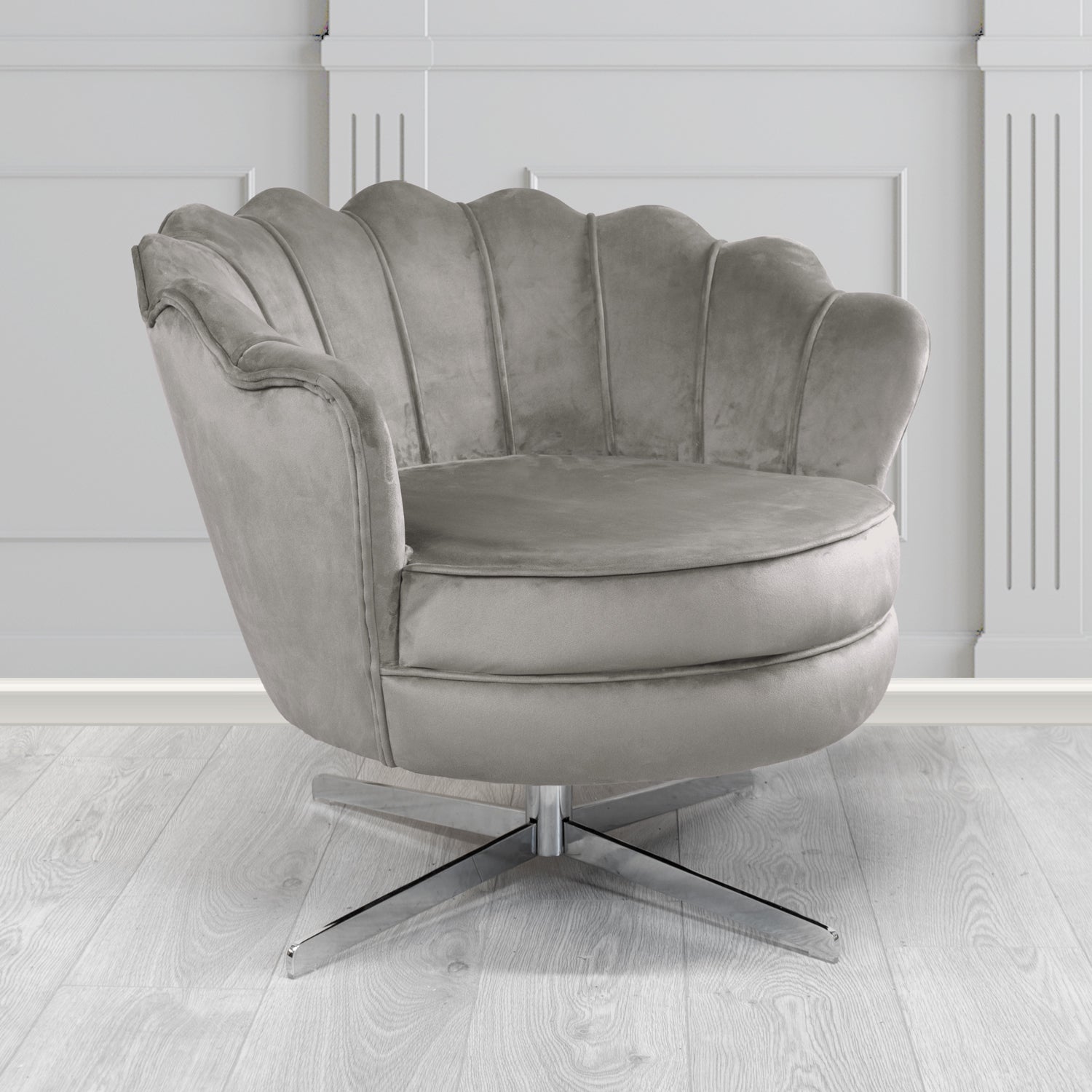 Olivia Swivel Shell Tub Chair in Sapore Crib 5 Velvet Fabric