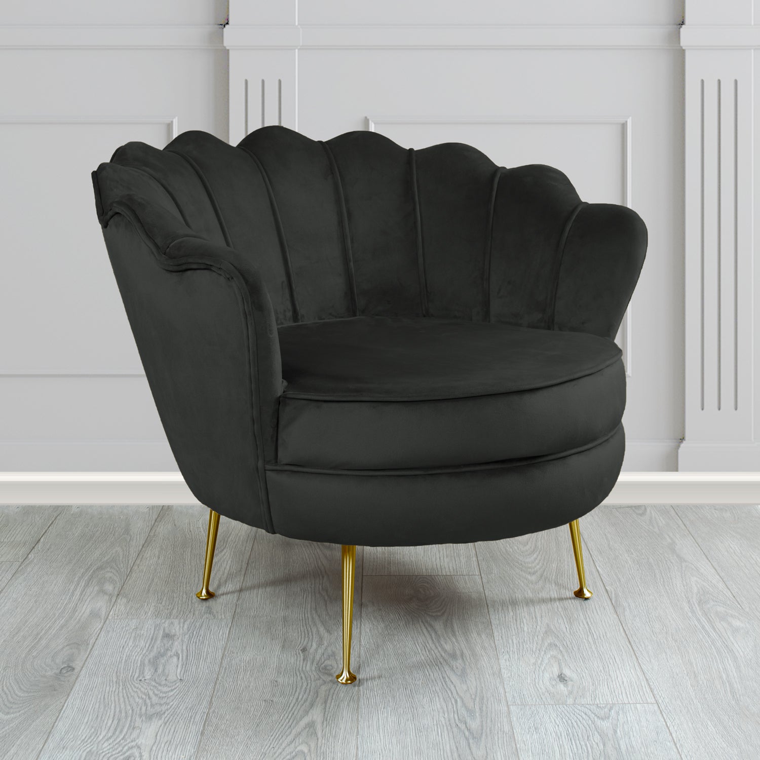 Olivia Shell Tub Chair in Sapore Plain Velvet Fabric