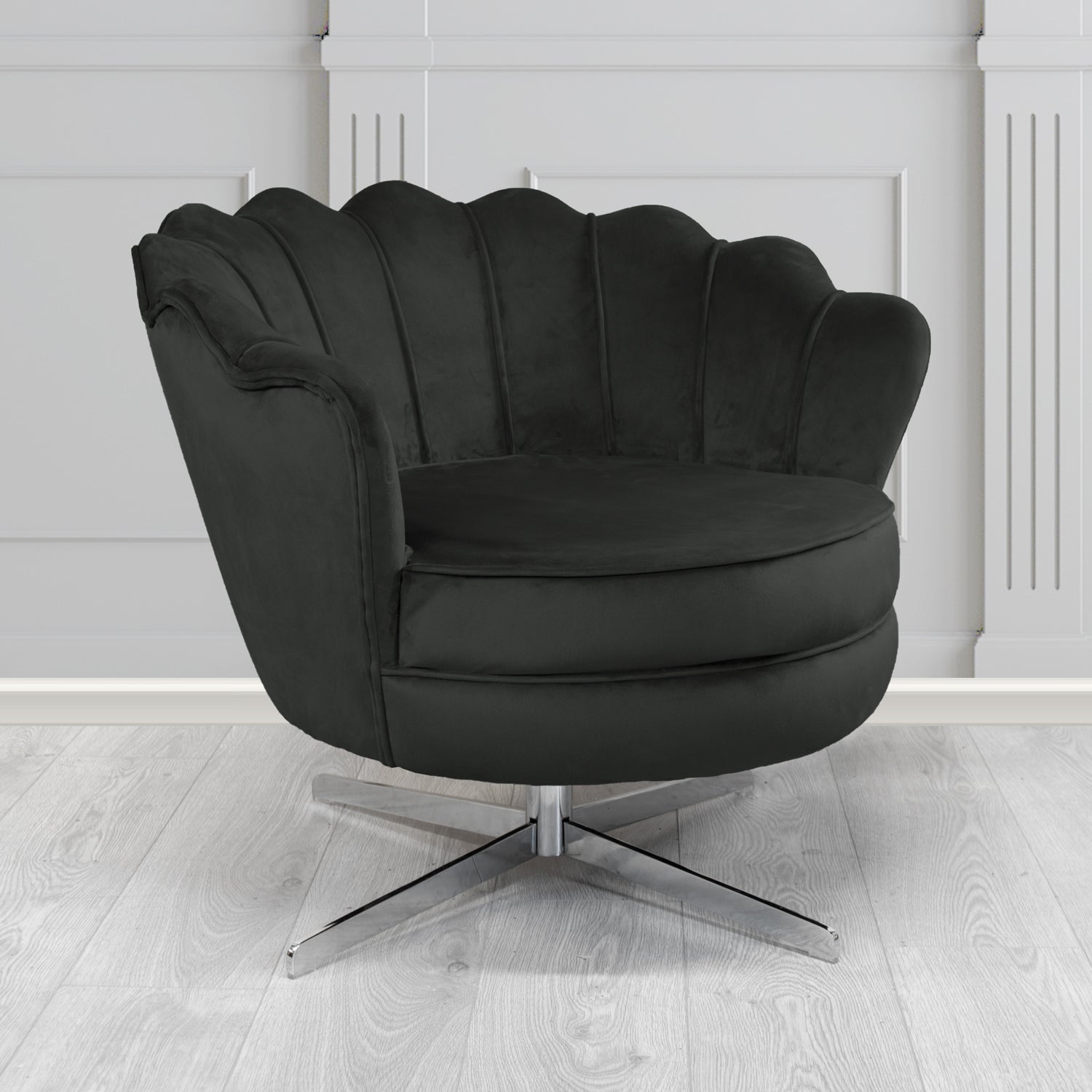 Olivia Swivel Shell Tub Chair in Sapore Crib 5 Velvet Fabric