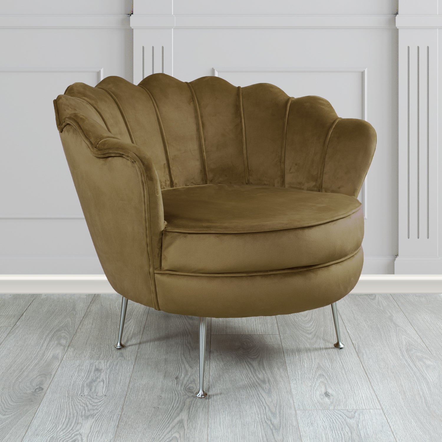 Olivia Shell Tub Chair in Sapore Plain Velvet Fabric
