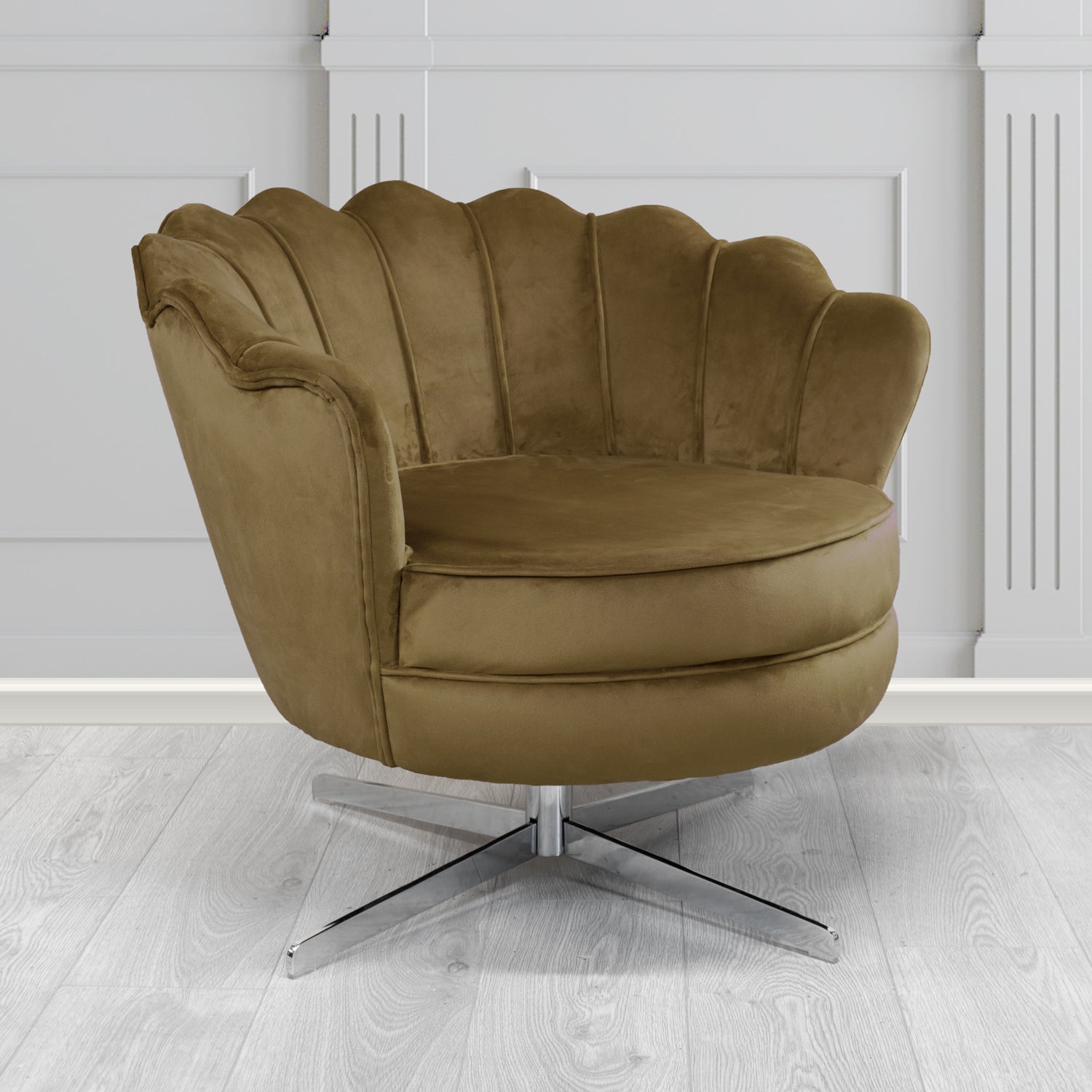 Olivia Swivel Shell Tub Chair in Sapore Crib 5 Velvet Fabric