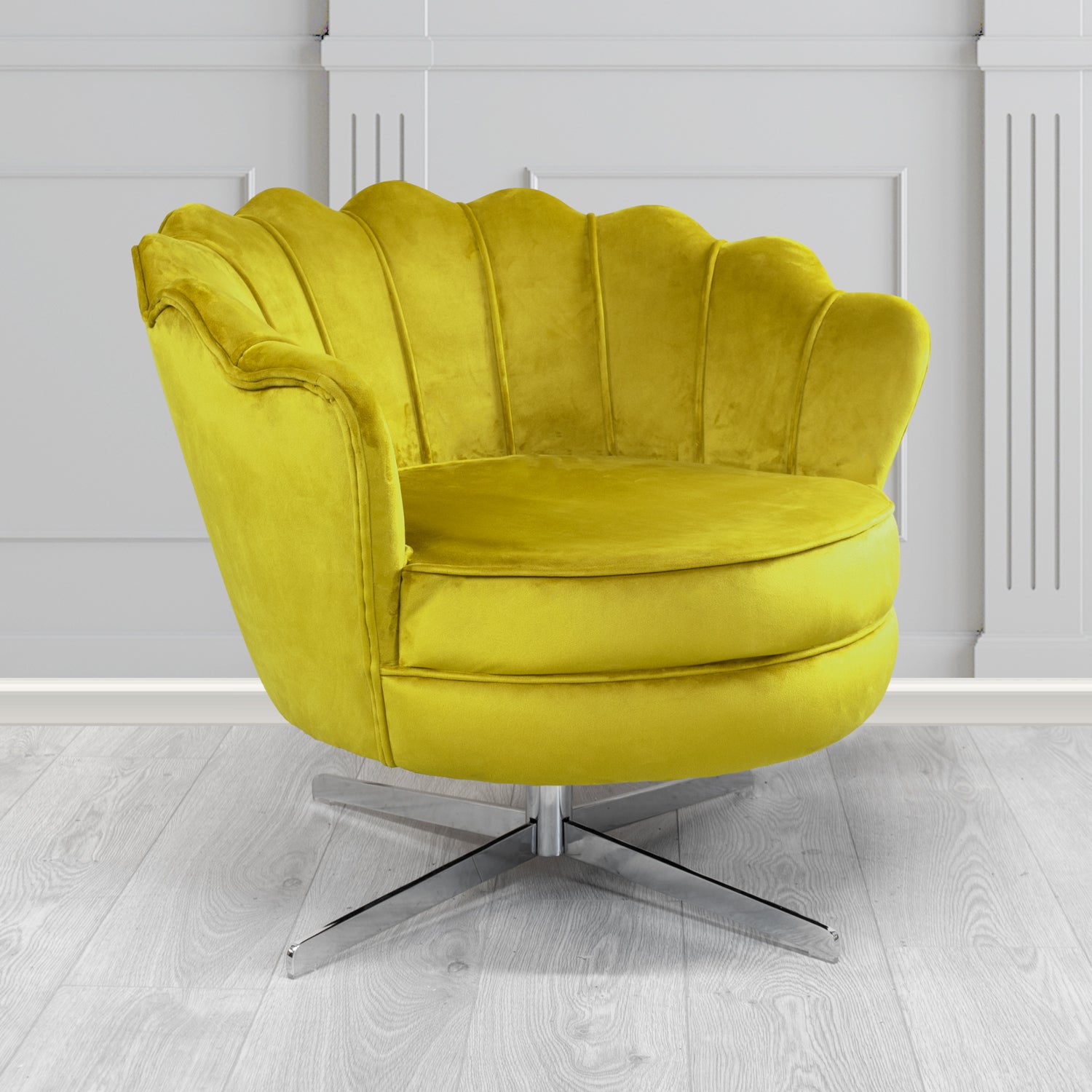 Olivia Swivel Shell Tub Chair in Sapore Crib 5 Velvet Fabric