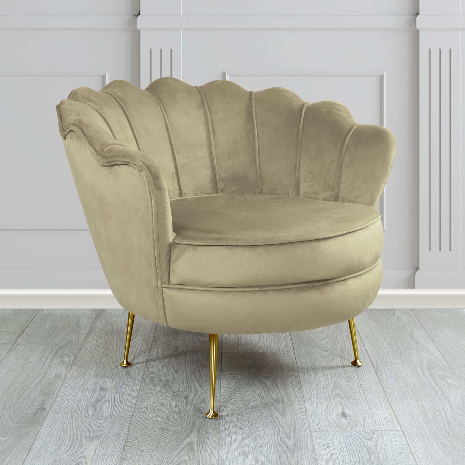 Olivia Shell Tub Chair in Sapore Plain Velvet Fabric
