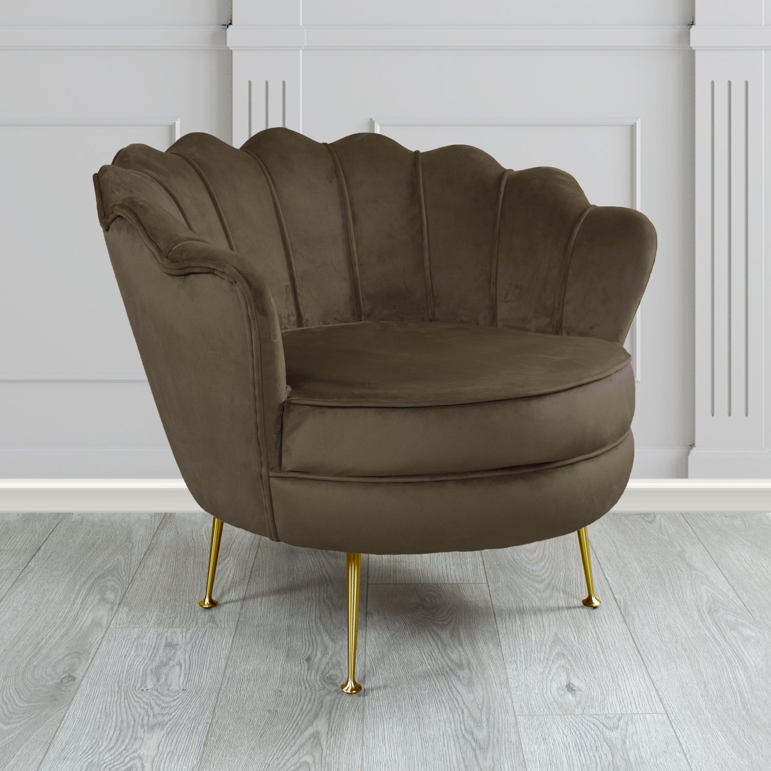 Olivia Shell Tub Chair in Sapore Plain Velvet Fabric