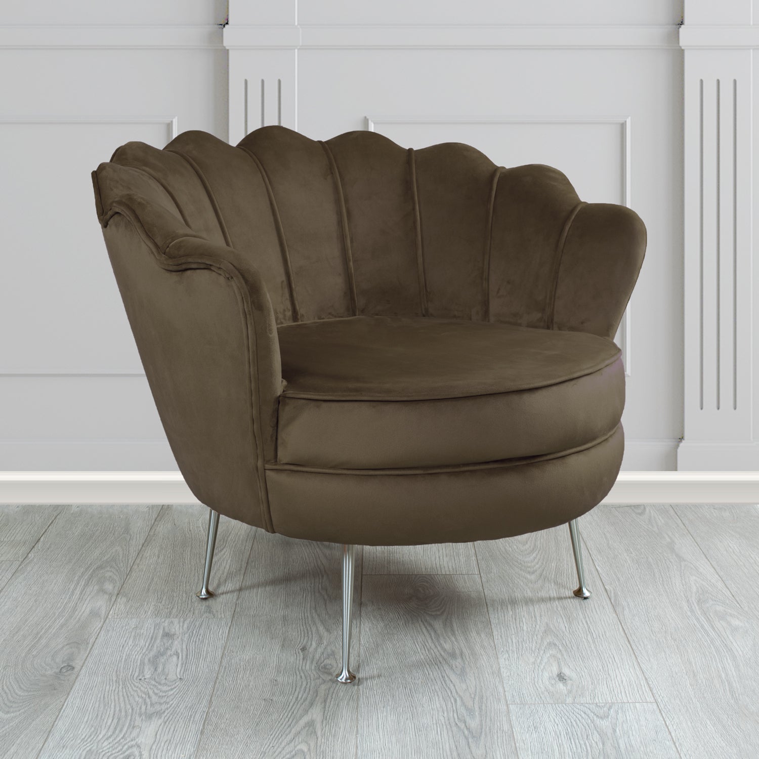 Olivia Shell Tub Chair in Sapore Plain Velvet Fabric