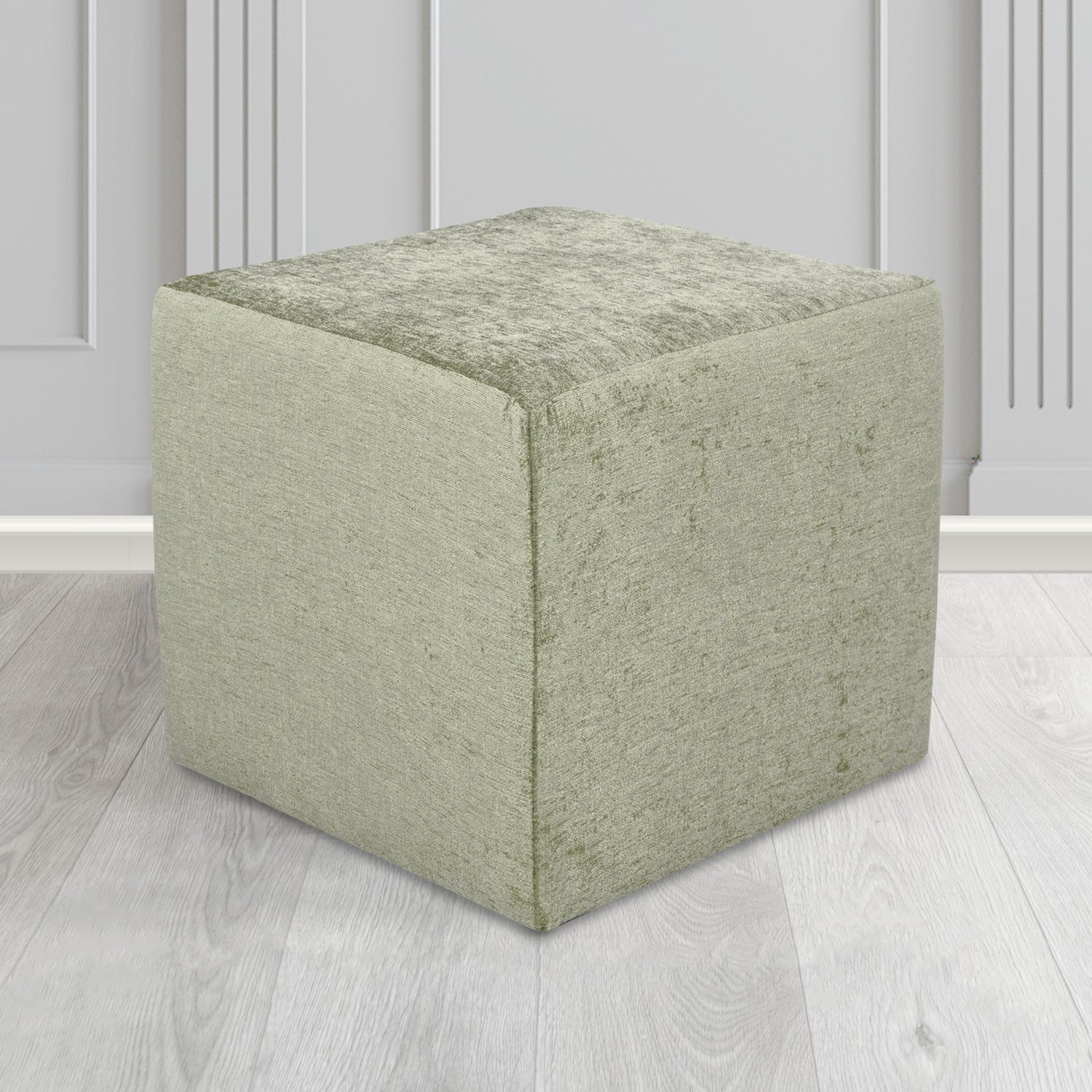 Paris Cube Footstool in Como Crib 5 Plain Chenille Fabric