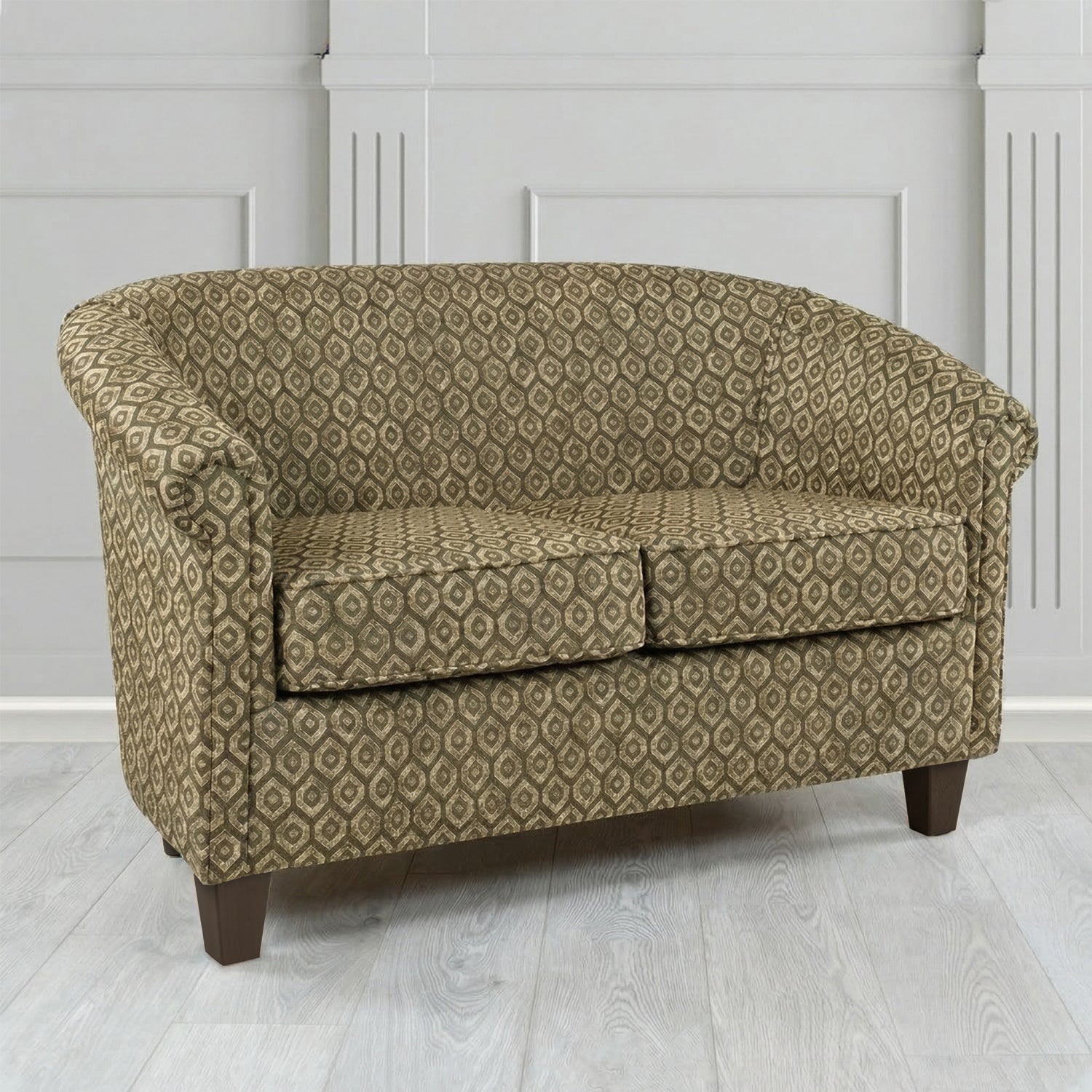 Siena 2 Seater Tub Sofa in Porter and Stone Mistral Geometric Pattern Fabric