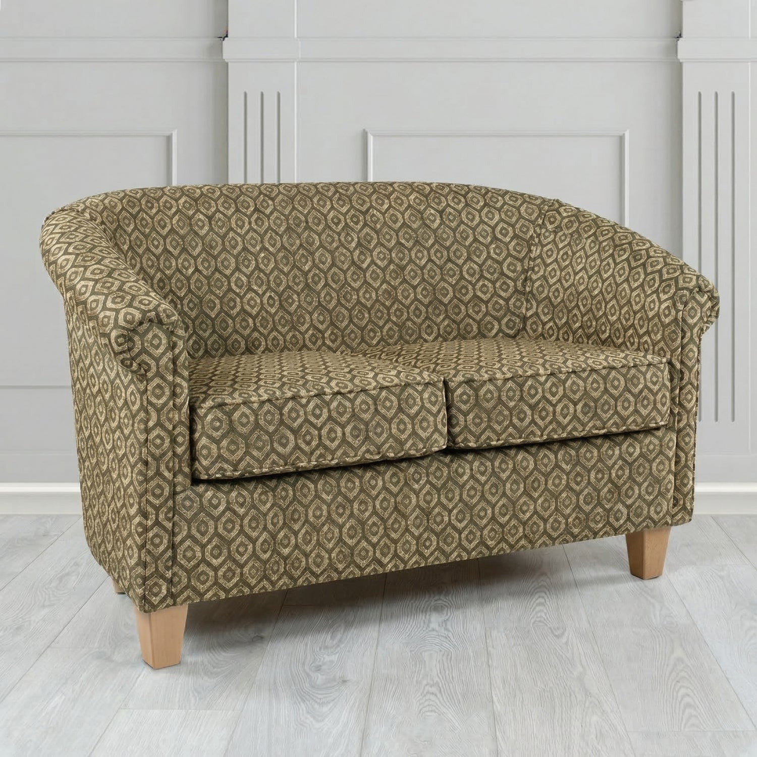 Siena 2 Seater Tub Sofa in Porter and Stone Mistral Geometric Pattern Fabric