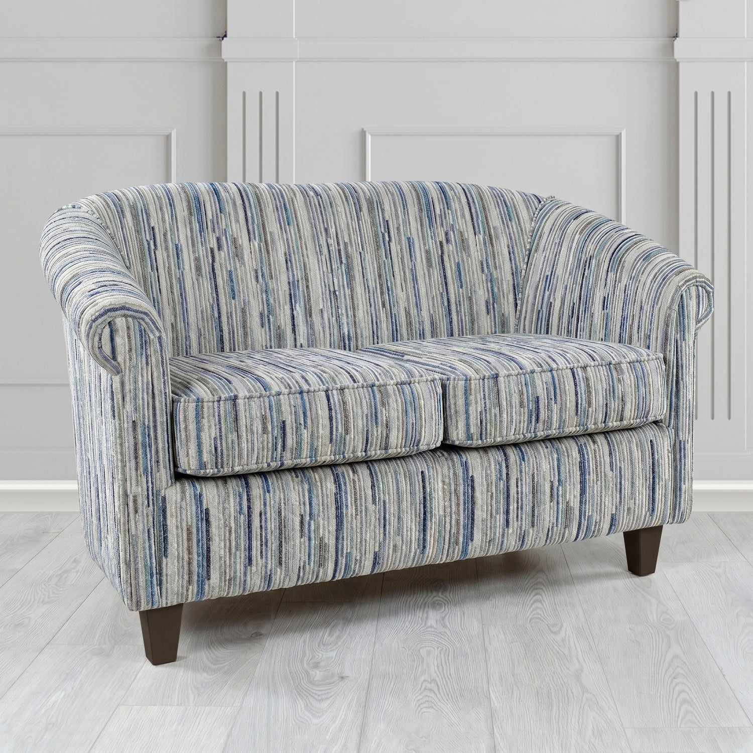 Siena 2 Seater Tub Sofa in Cristina Marrone Extravaganza Stripe Fabric