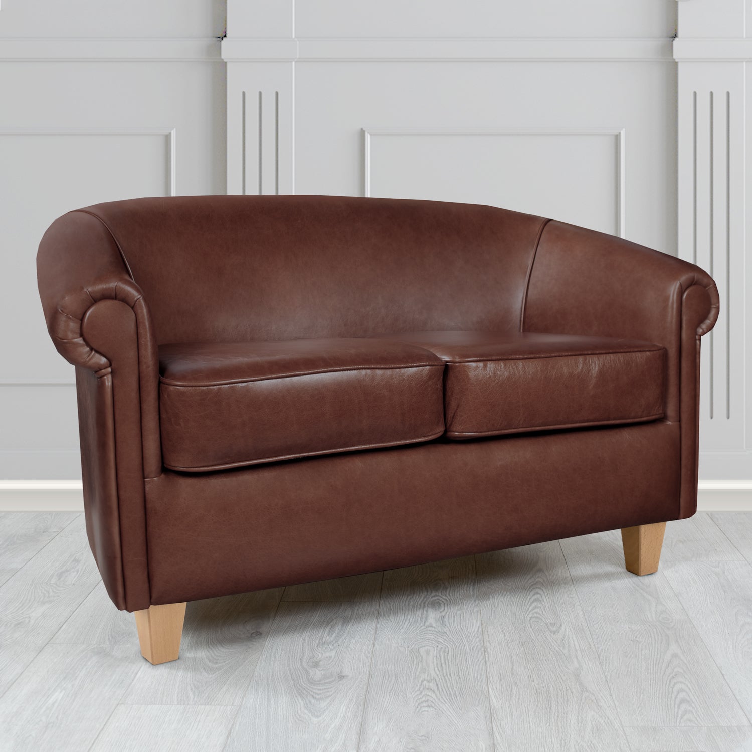 Siena 2 Seater Tub Sofa in Crest Leather Old English Crib 5 Genuine Leather