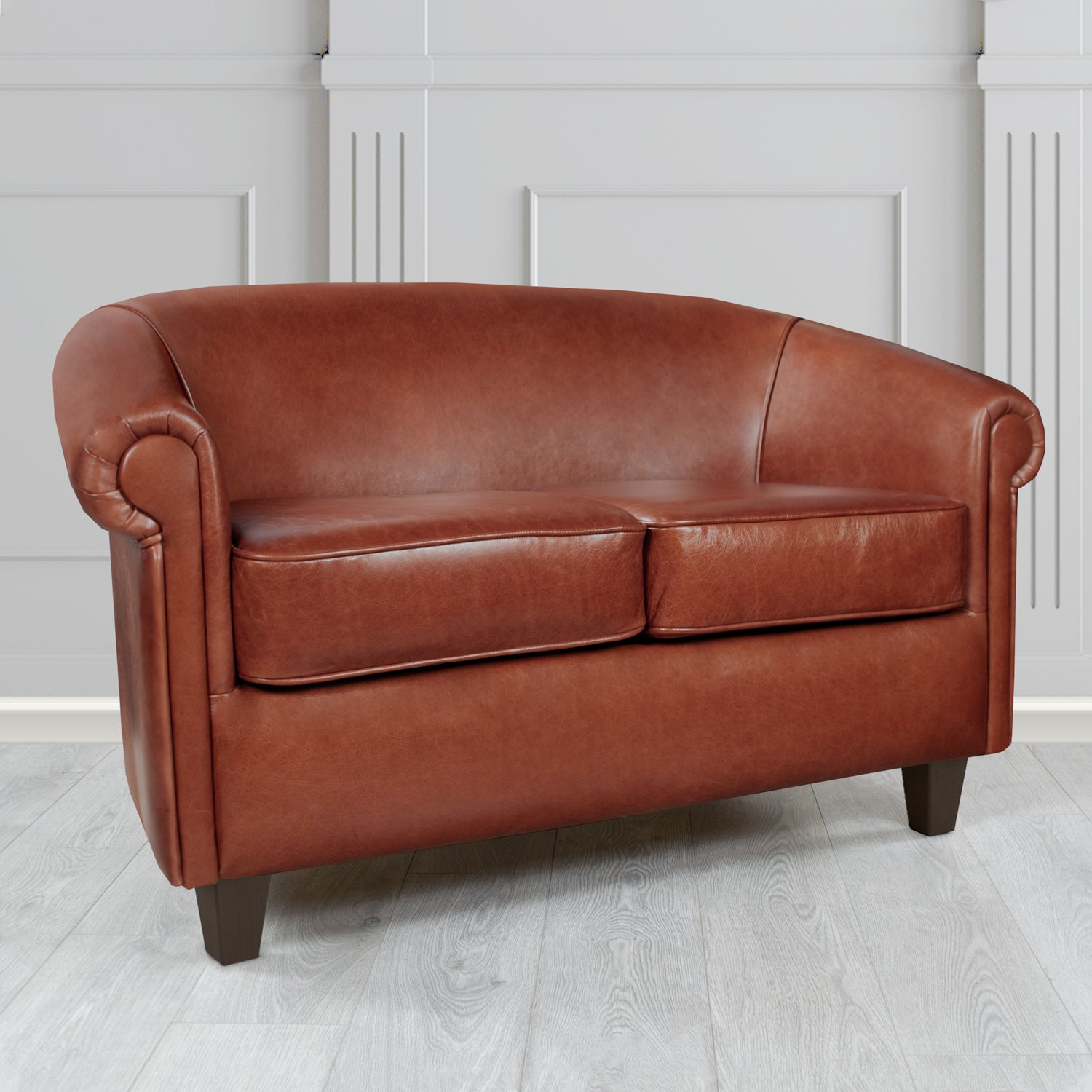 Siena 2 Seater Tub Sofa in Crest Leather Old English Crib 5 Genuine Leather
