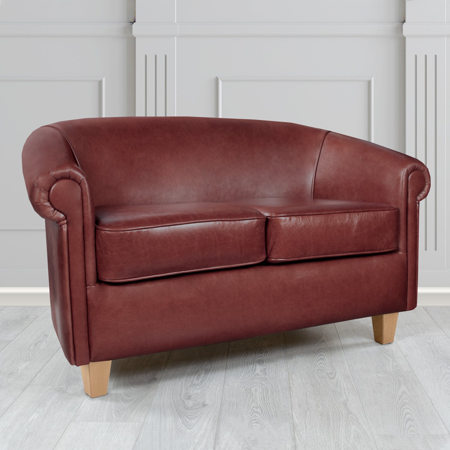 Siena 2 Seater Tub Sofa in Crest Leather Old English Crib 5 Genuine Leather