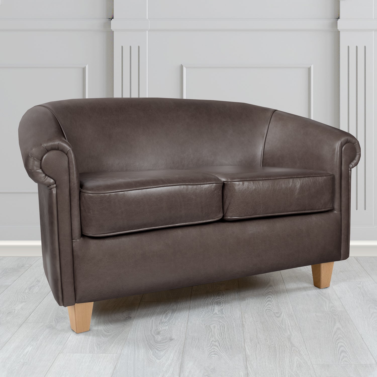 Siena 2 Seater Tub Sofa in Crest Leather Old English Crib 5 Genuine Leather