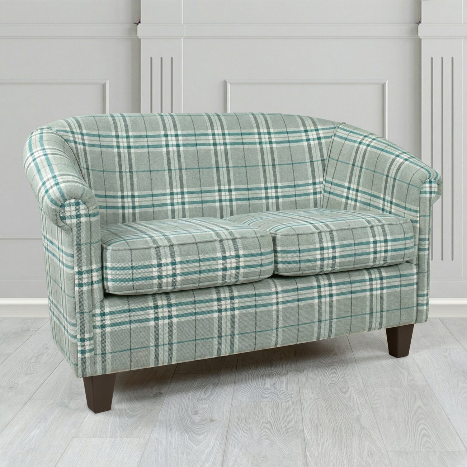Siena 2 Seater Tub Sofa in Panaz Fabrics Hunter Check Crib 5 Tartan Pattern Fabric