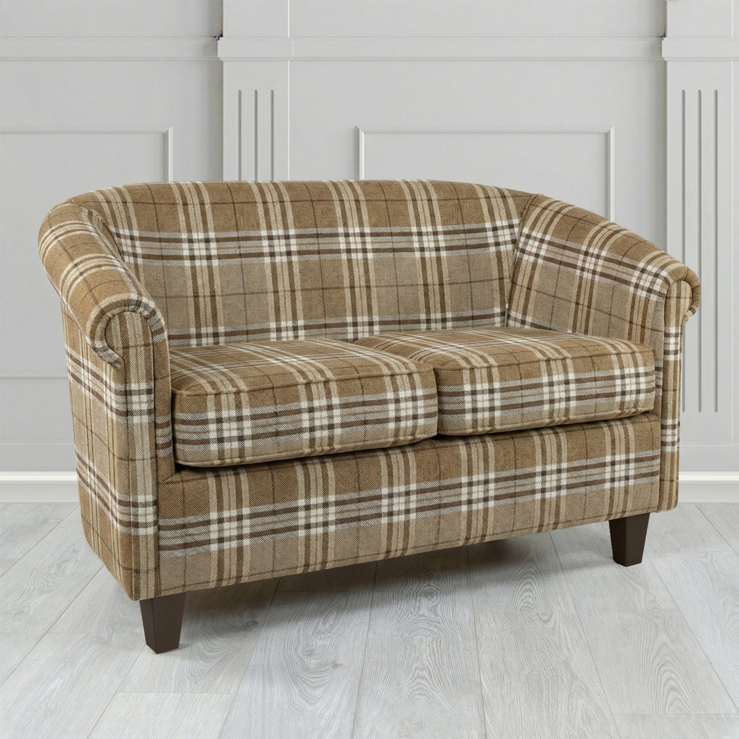 Siena 2 Seater Tub Sofa in Panaz Fabrics Hunter Check Crib 5 Tartan Pattern Fabric