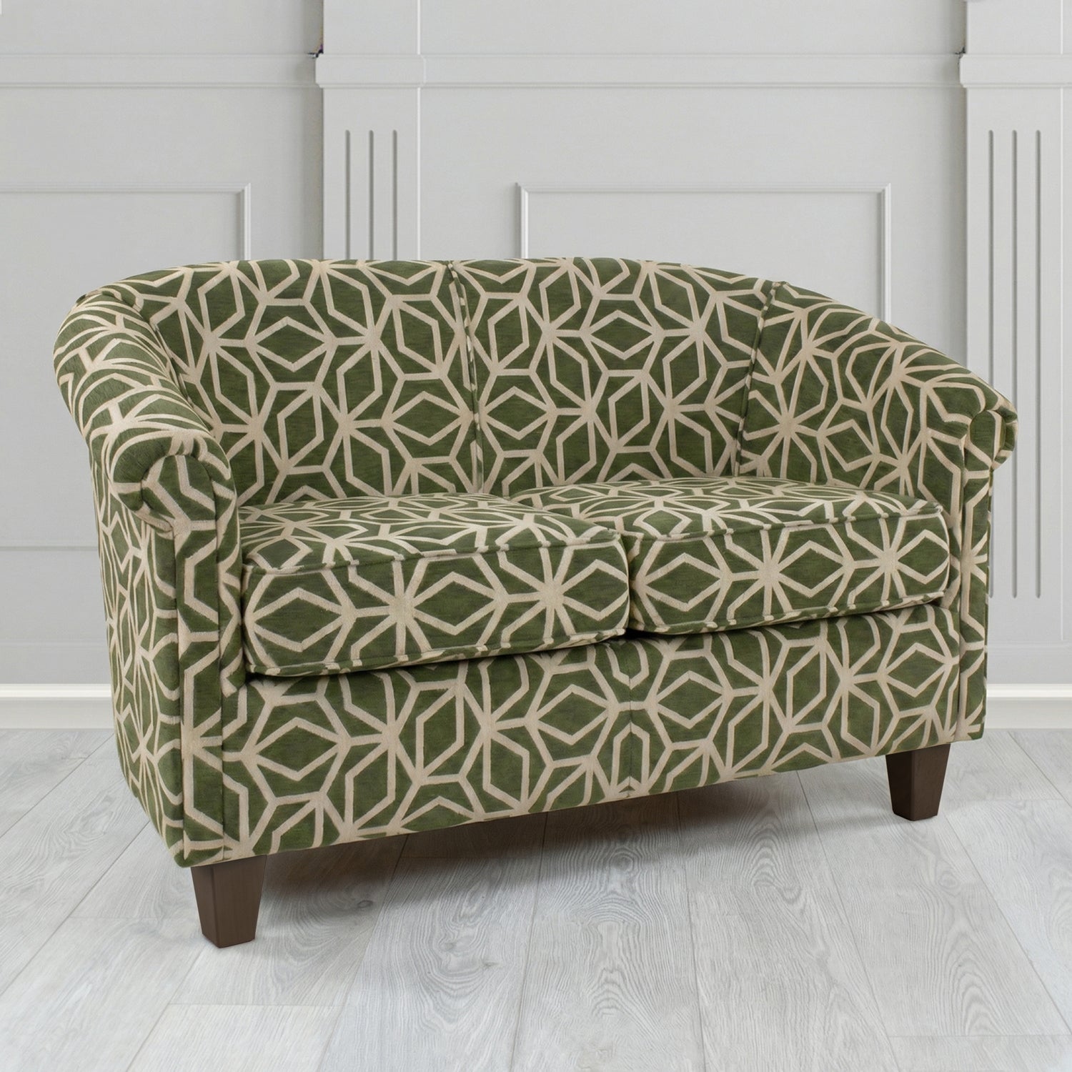 Siena 2 Seater Tub Sofa in Panaz Fabrics Lexington Corinthia Geometric Crib 5 Velvet Fabric