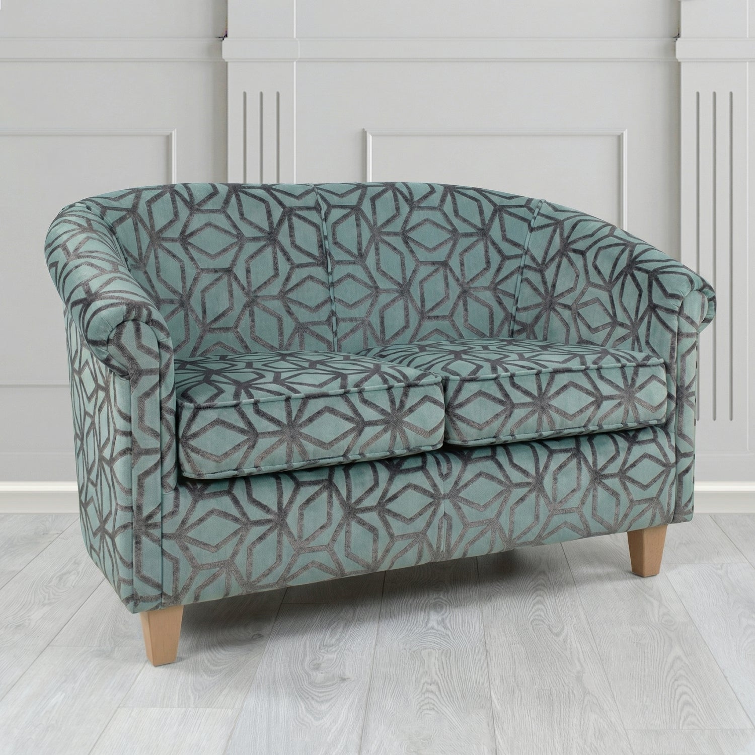 Siena 2 Seater Tub Sofa in Panaz Fabrics Lexington Corinthia Geometric Crib 5 Velvet Fabric