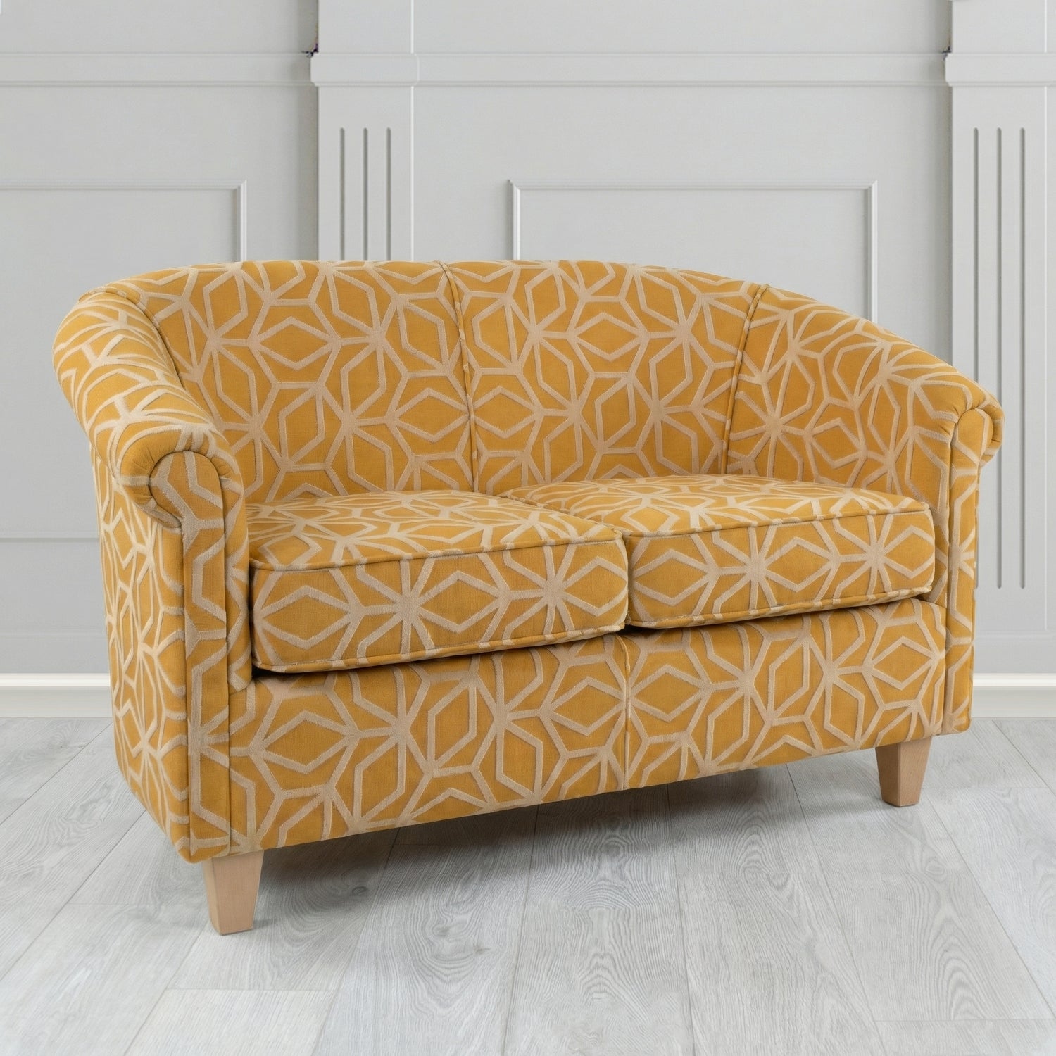 Siena 2 Seater Tub Sofa in Panaz Fabrics Lexington Corinthia Geometric Crib 5 Velvet Fabric