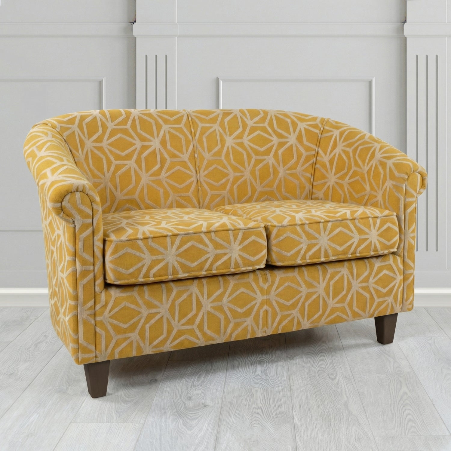 Siena 2 Seater Tub Sofa in Panaz Fabrics Lexington Corinthia Geometric Crib 5 Velvet Fabric