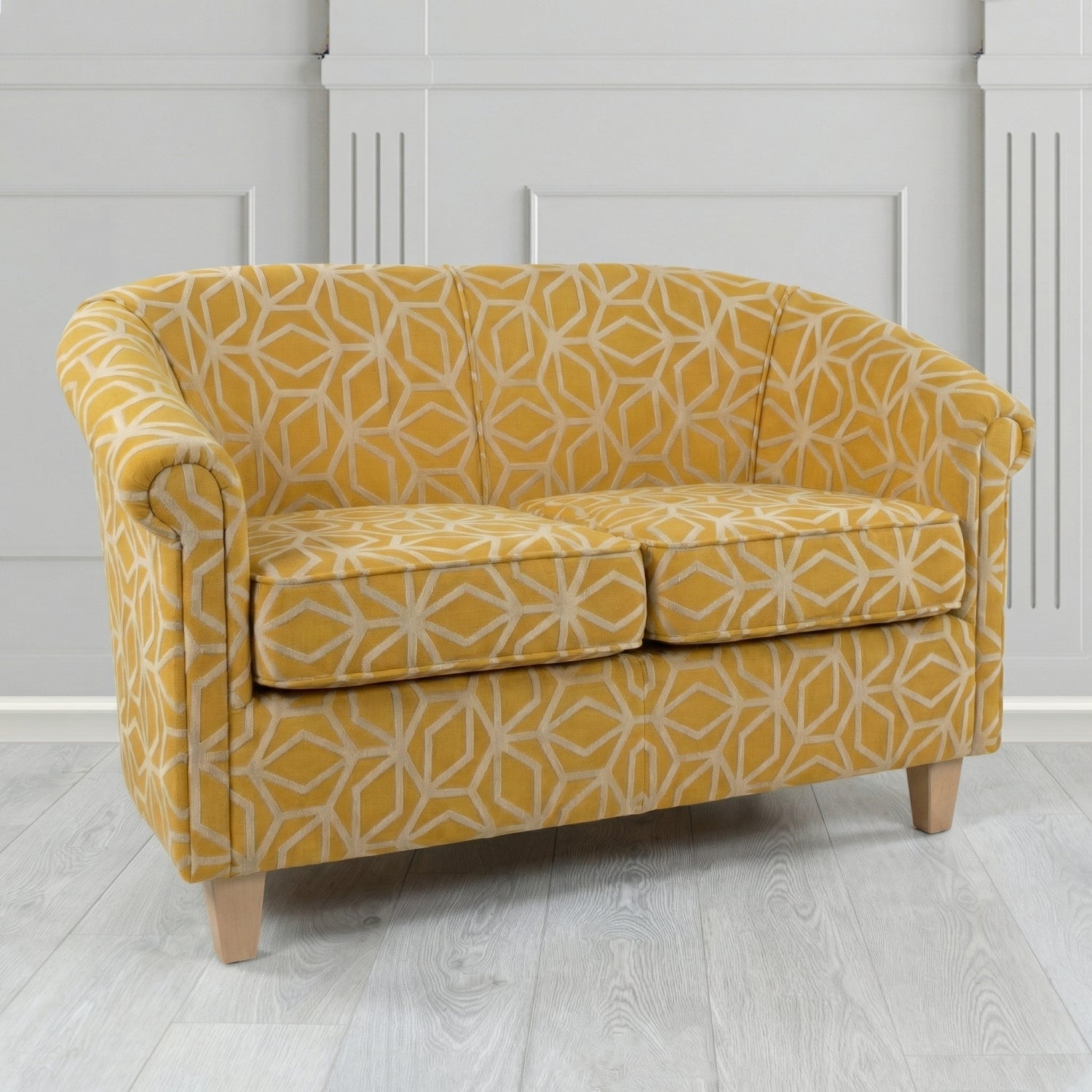 Siena 2 Seater Tub Sofa in Panaz Fabrics Lexington Corinthia Geometric Crib 5 Velvet Fabric