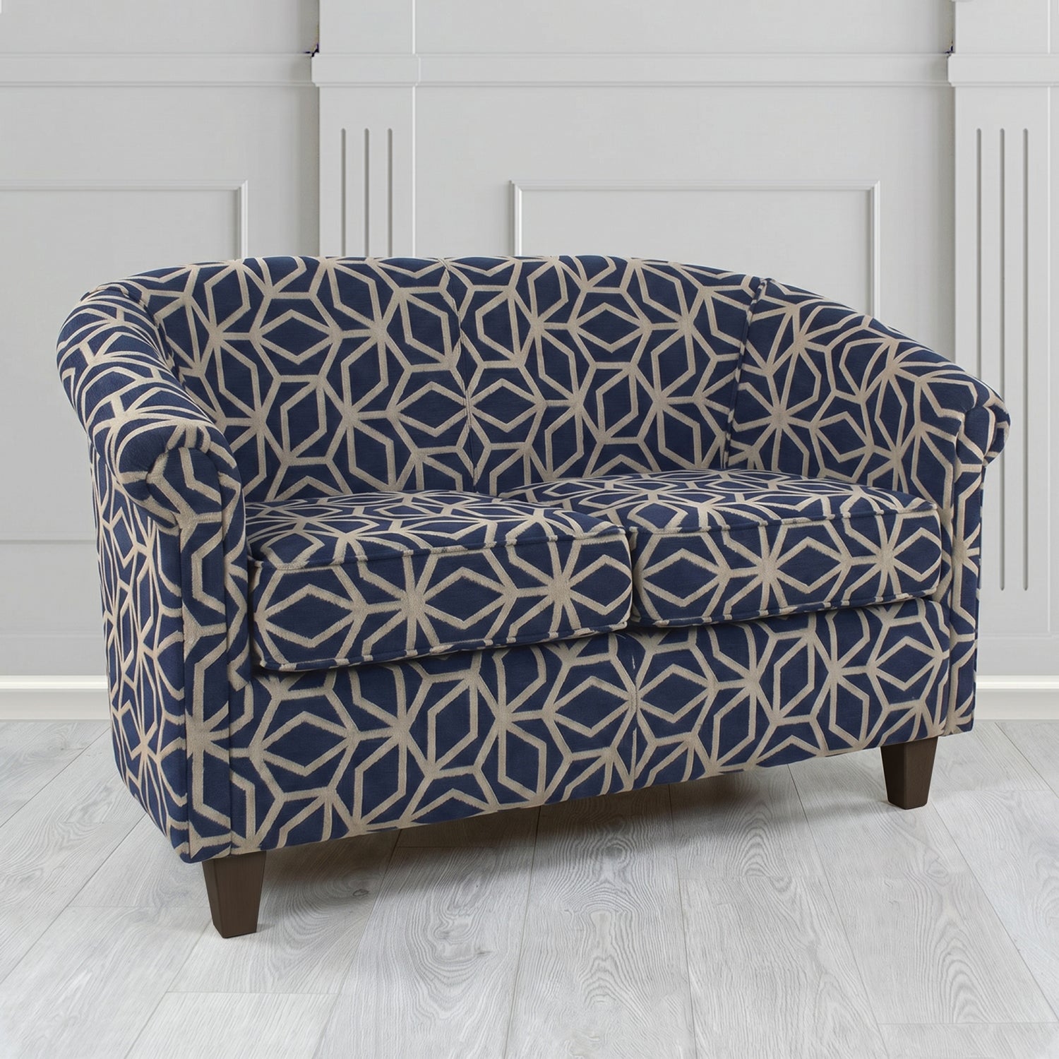 Siena 2 Seater Tub Sofa in Panaz Fabrics Lexington Corinthia Geometric Crib 5 Velvet Fabric
