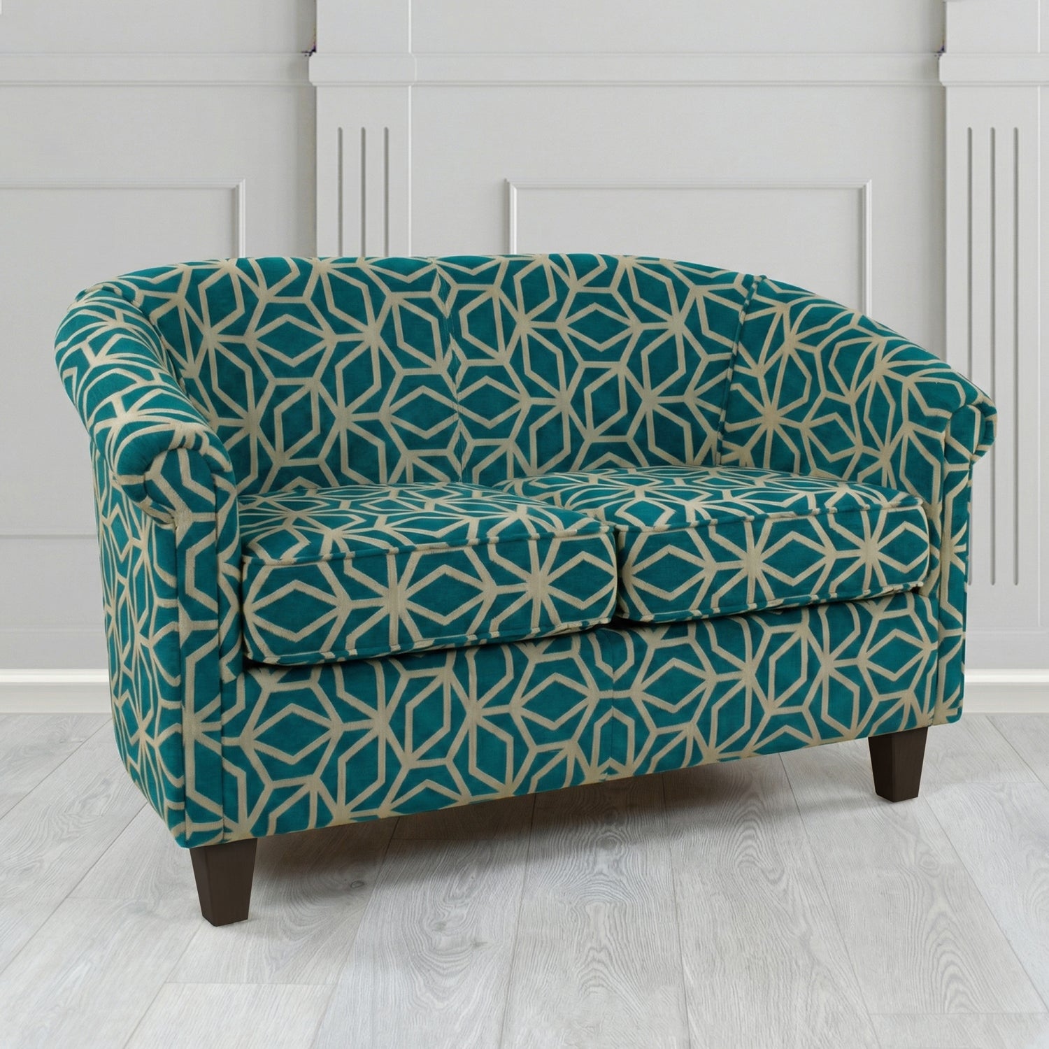 Siena 2 Seater Tub Sofa in Panaz Fabrics Lexington Corinthia Geometric Crib 5 Velvet Fabric