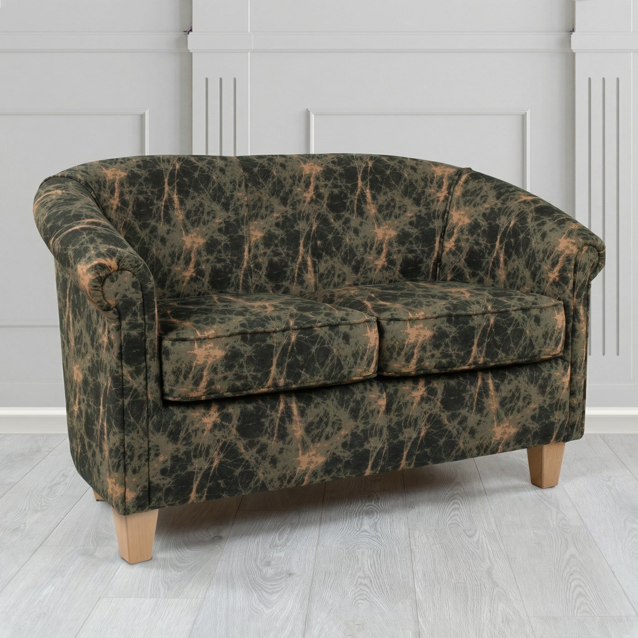 Siena 2 Seater Tub Sofa in Porter and Stone Lava Abstract Pattern Fabric