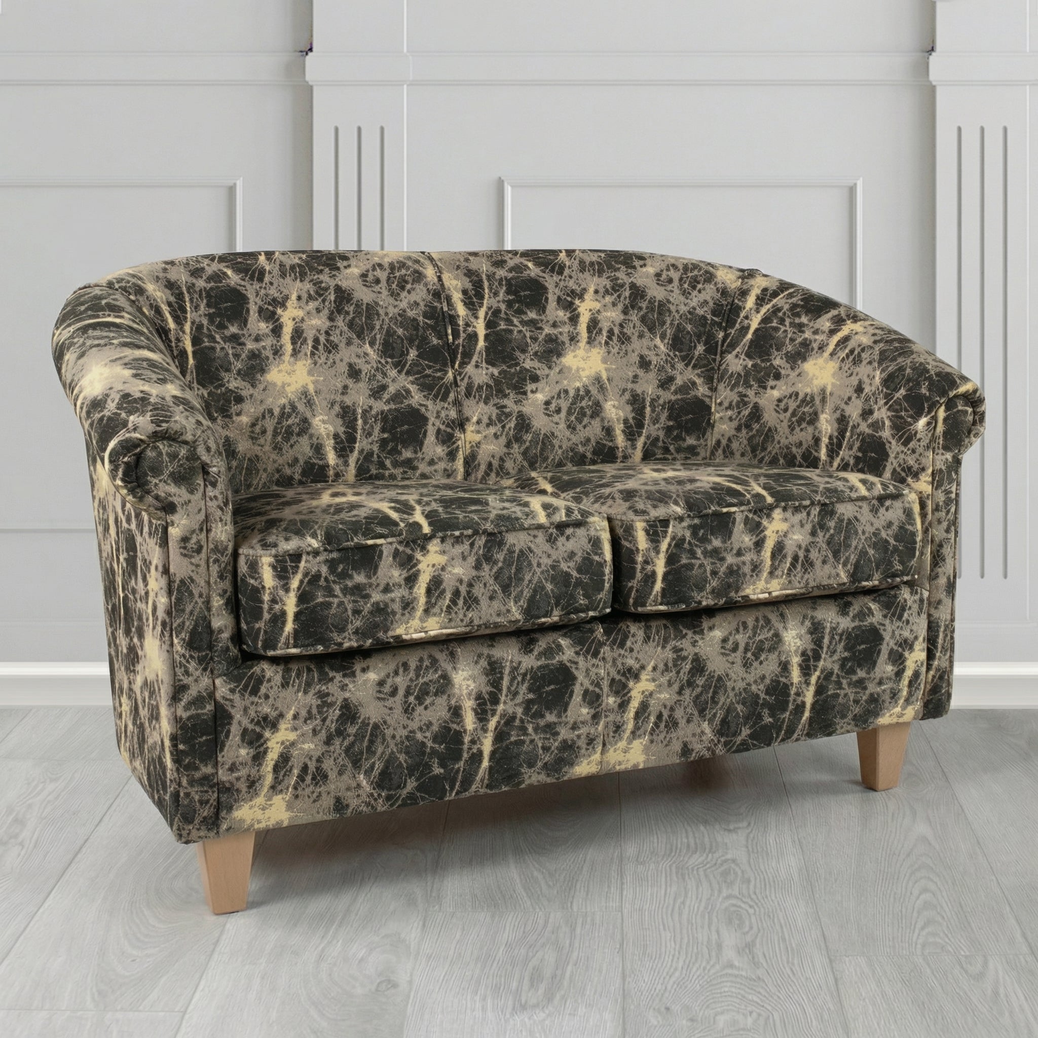 Siena 2 Seater Tub Sofa in Porter and Stone Lava Abstract Pattern Fabric