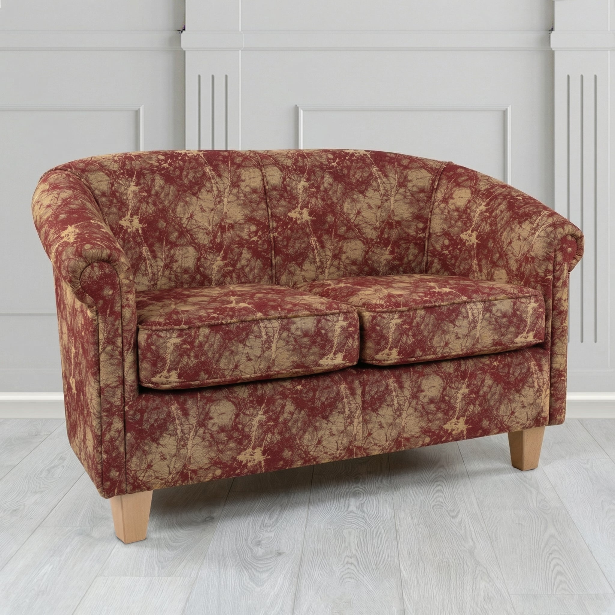 Siena 2 Seater Tub Sofa in Porter and Stone Lava Abstract Pattern Fabric